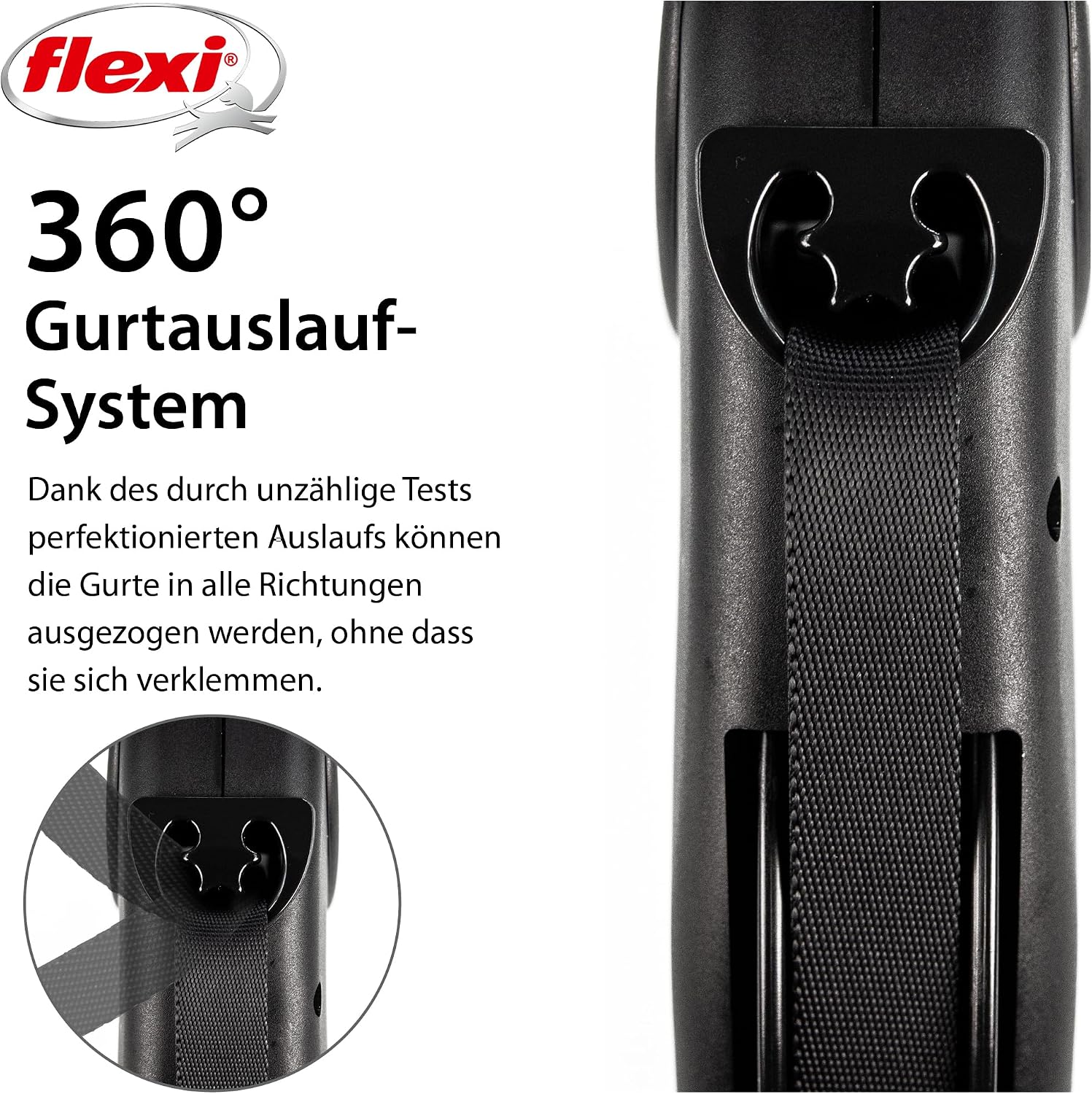 Detalle de flexi Giant Black Edition L – 8 m Gurt Roll-Leine für Hunde bis 50 kg, schwarz