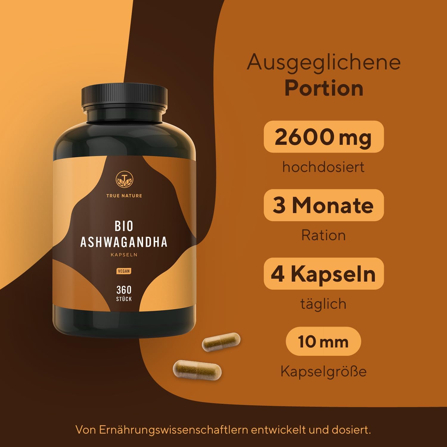 Detalle 2 de TRUE NATURE Bio Ashwagandha 360 Kapseln 2600 mg