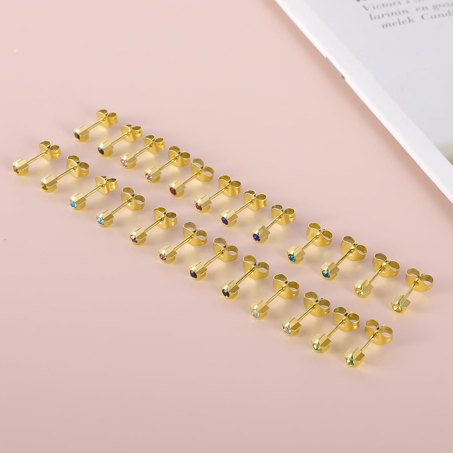 Detalle 1 de 12 Paar Ohrpiercing Ohrstecker Set vergoldet