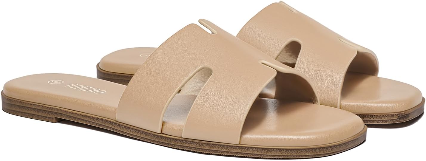 Thumbnail 6 de Rihero Women's Dressy Flat Sandals: Comfortable Slip-On Leather Slide for Summer