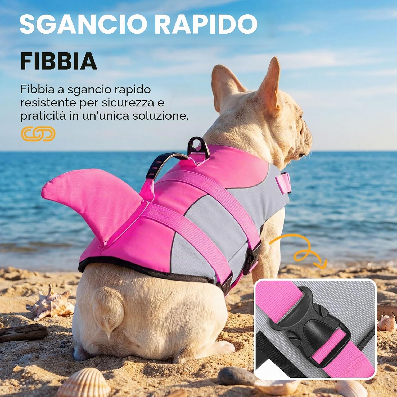 Thumbnail 4 de Queenmore Giubbotto di salvataggio per cani Ripstop Shark – Gilet regolabile rosa