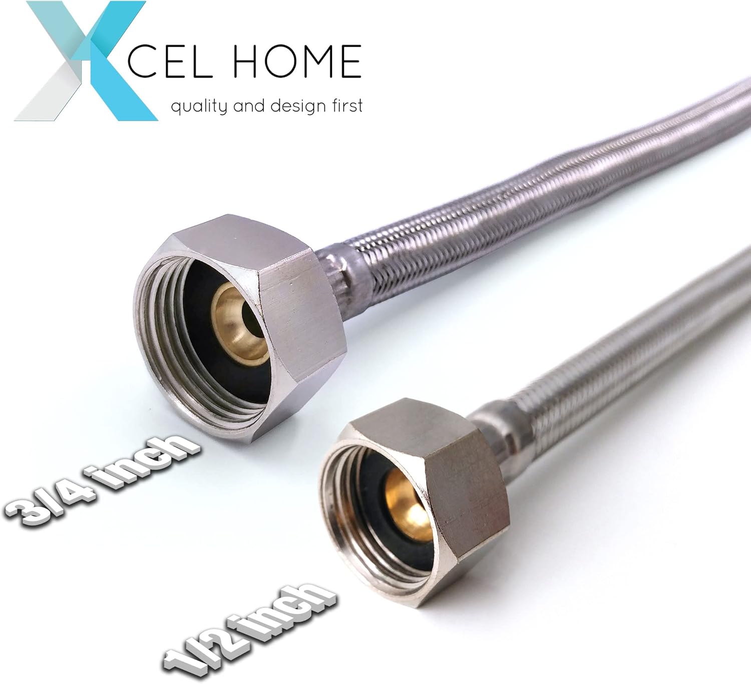 Detalle de 1/2" x 3/4" BSP 500mm Long Flexible Braided Hose – Bath Tap Flex Connector