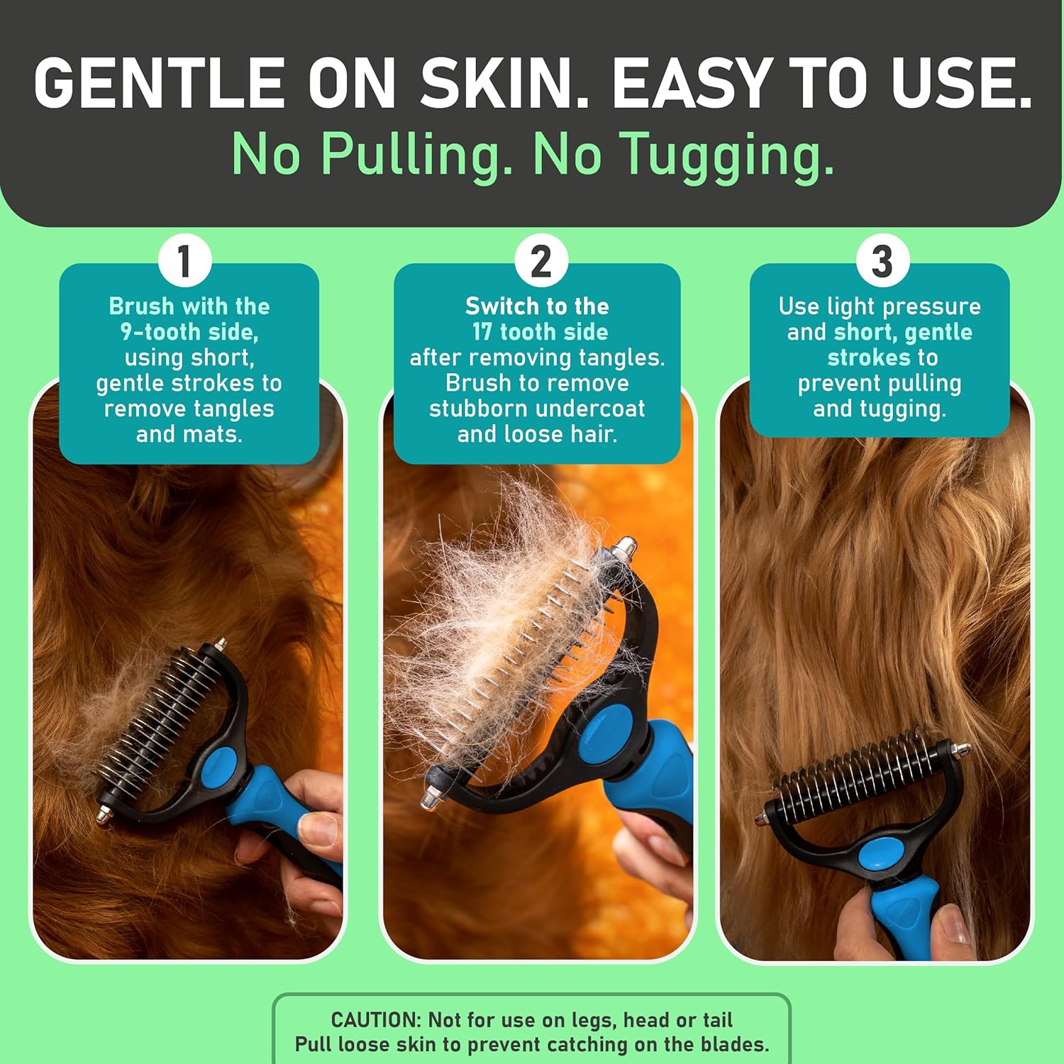 Detalle 2 de Maxpower Planet Dog Grooming Rake: Dual-Sided Deshedding Undercoat Brush for Dogs & Cats