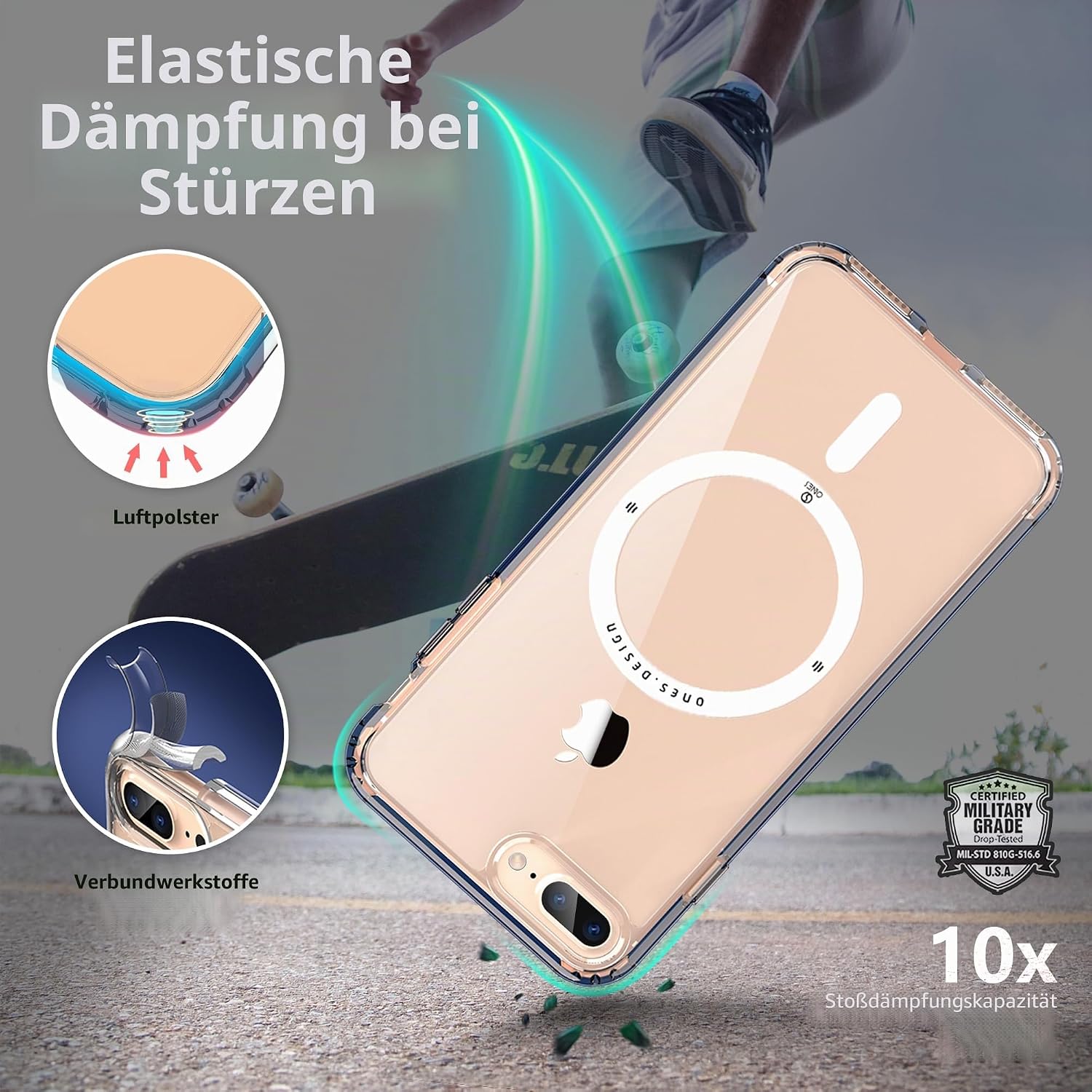 Thumbnail 6 de ONES Hülle für iPhone 8 Plus / 7 Plus – Klar, MagSafe-kompatibel, stoßfest & langlebig