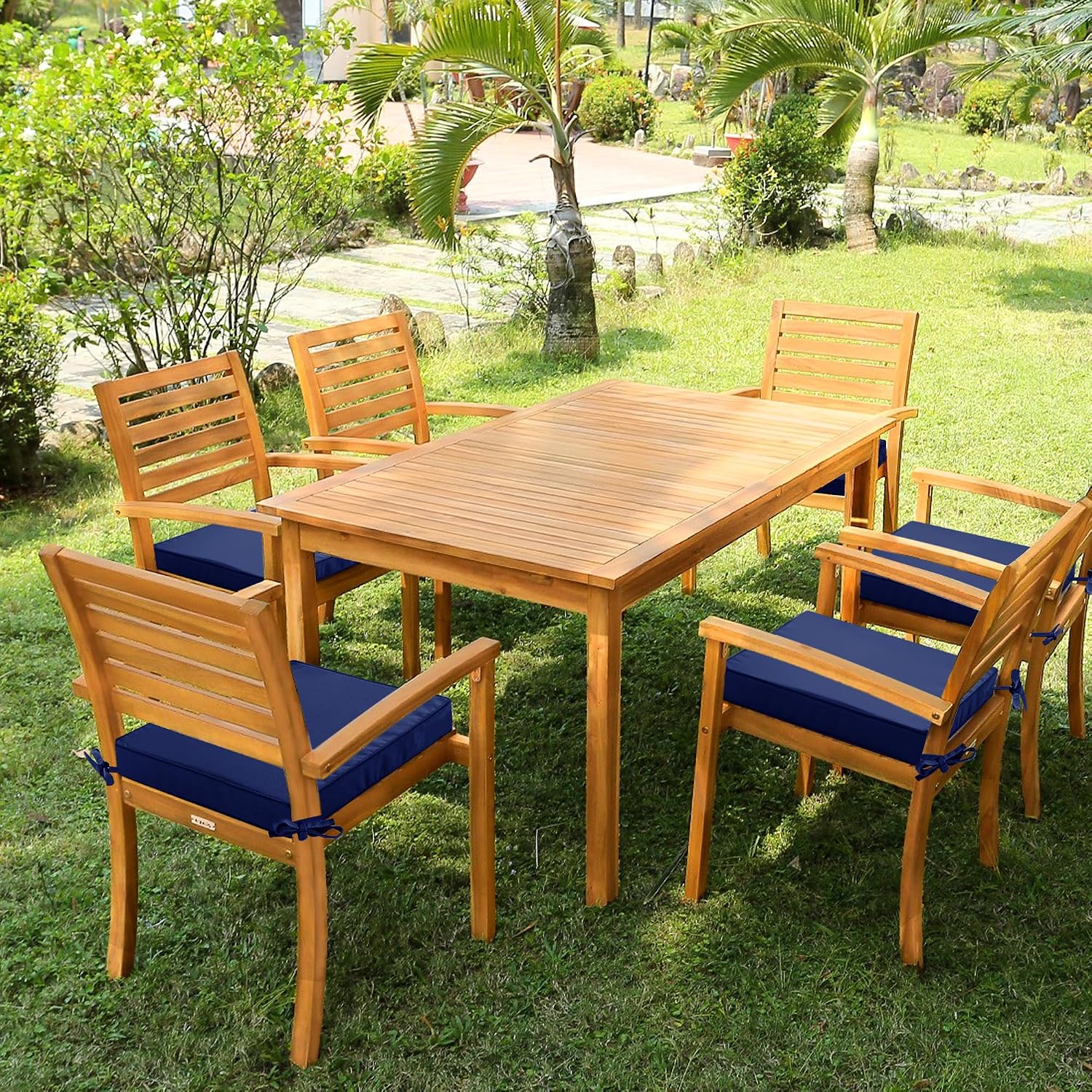 Detalle 2 de Comcaver PFCC-1919-Navy-6 Outdoor Chair Cushions, Waterproof, Navy, 19 x 19 x 3 in