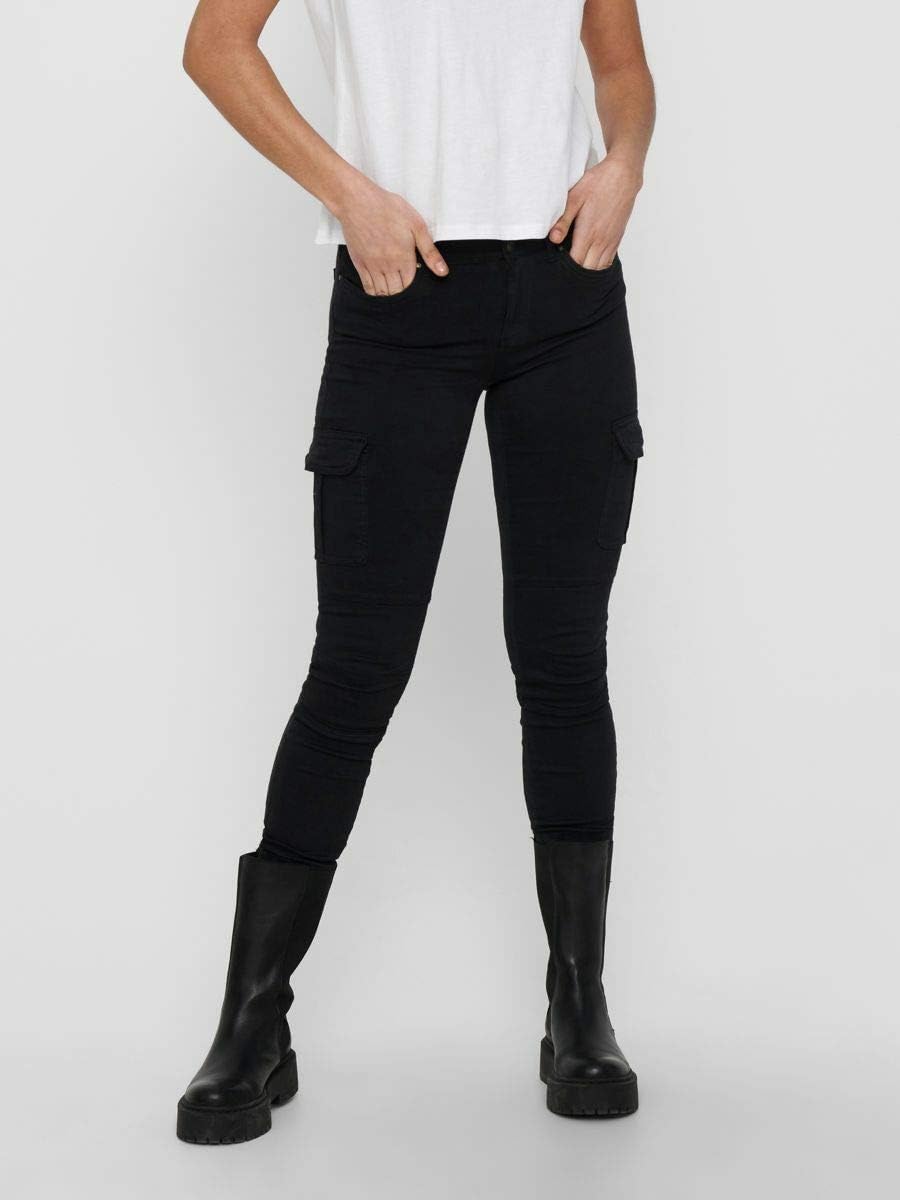 Detalle de ONLY Cargo Trousers ONLMISSOURI Slim Fit Cargo: pantaloni cargo lunghi al polpaccio con tasche multiple