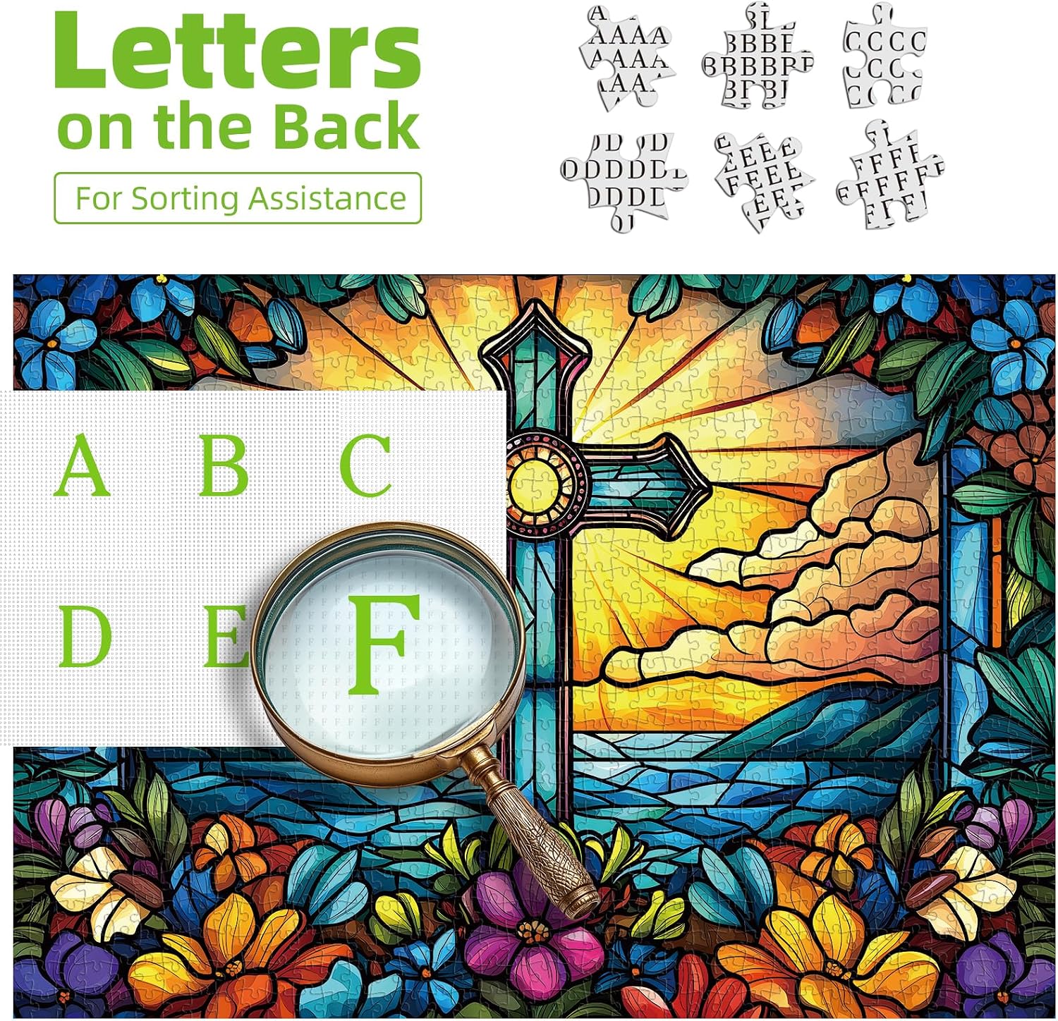 Thumbnail 2 de MINIWAN BFJIUJIU-00077 1,000-Piece Stained Glass Cross Puzzle