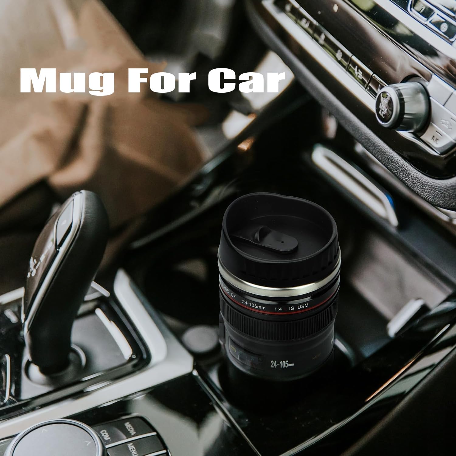 Thumbnail 4 de SLOSH Reisebecher mit Kamera-Objektiv-Optik und 2 Deckeln – Thermobecher im Tumbler-Stil, BPA-frei (GE-II-V)