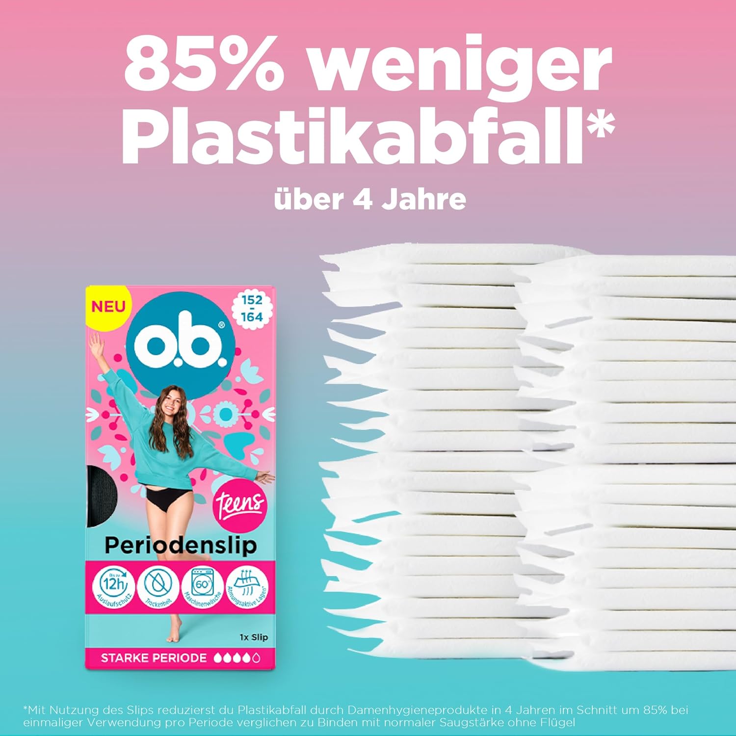 Thumbnail 6 de o.b. Teens Periodenslip 152-164 (3x S Slip) – wiederverwendbare Periodenunterwäsche für starke Menstruation