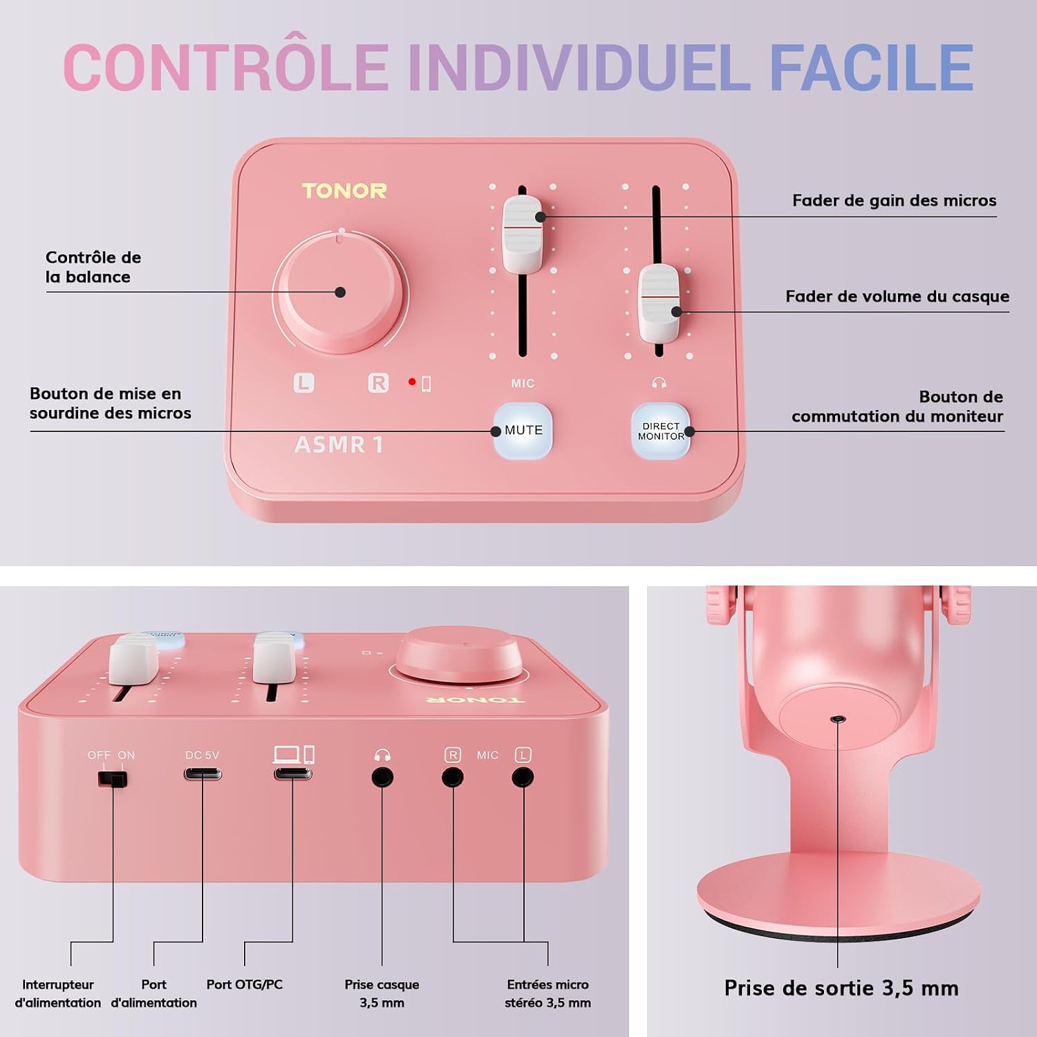 Thumbnail 5 de TONOR ASMR-set met dubbele condensatormicrofoons, audio-interface en 192 kHz