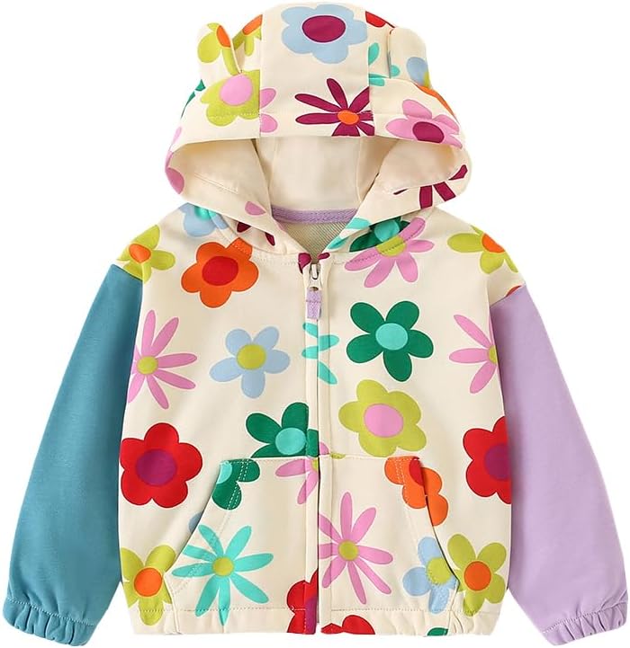 Thumbnail 5 de Girls Zip Up Hoodie for Toddler - Lightweight Cotton Sweatshirt