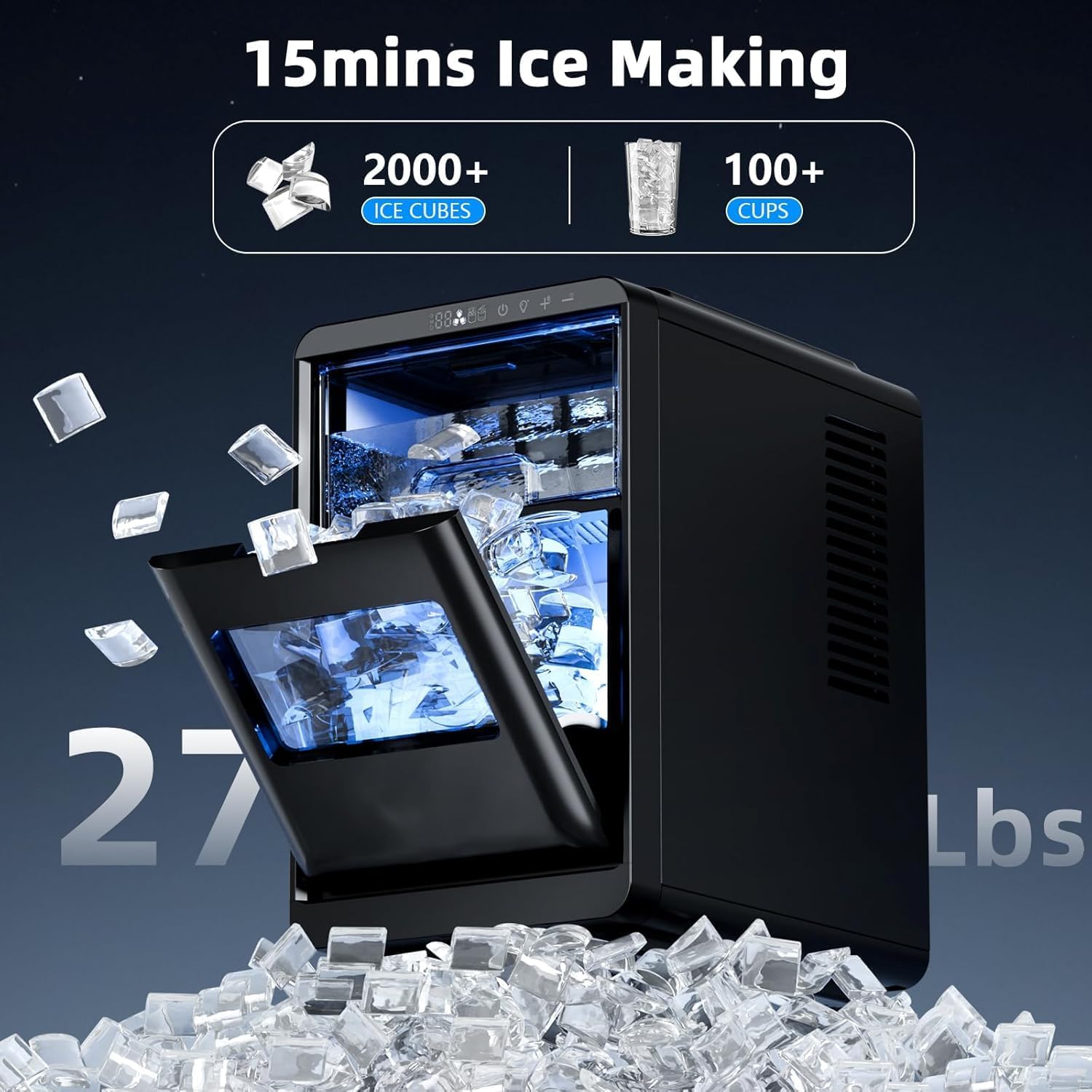 Detalle de Antarctic Star Countertop Ice Maker, 27 Lbs/24H