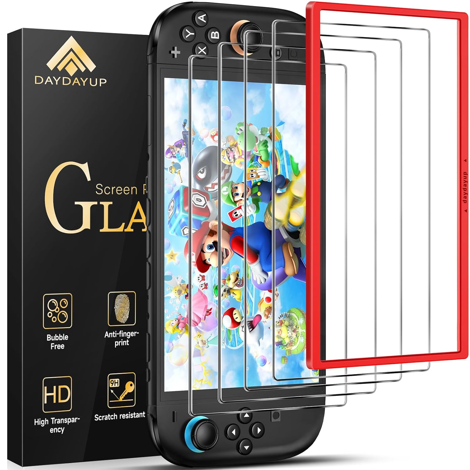 Detalle de daydayup 4-Pack Tempered Glass Screen Protector for Nintendo Switch 2 (7.9-inch, 2025) with Alignment Frame