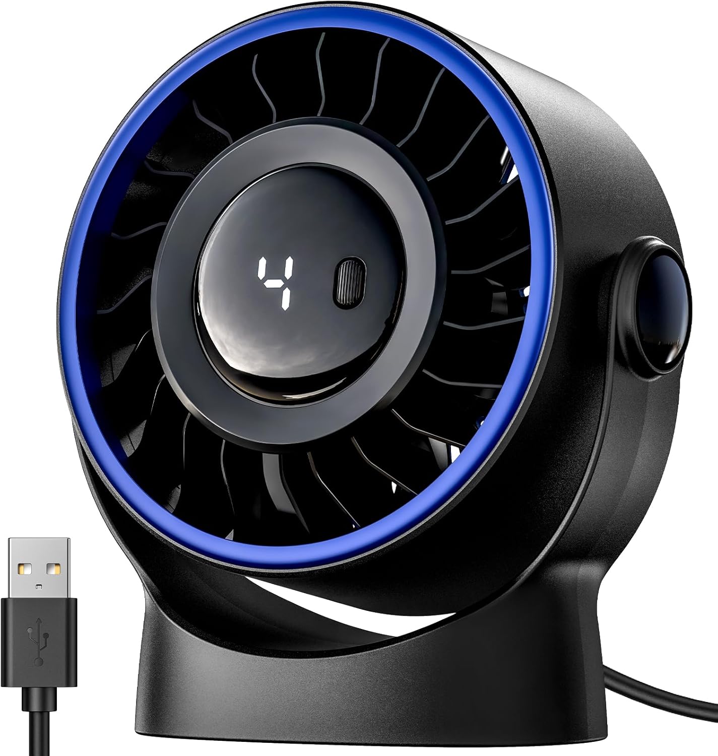 Detalle de SWEETFULL USB Desk Fan: 4-Speed, Quiet, 360° Rotatable and Portable