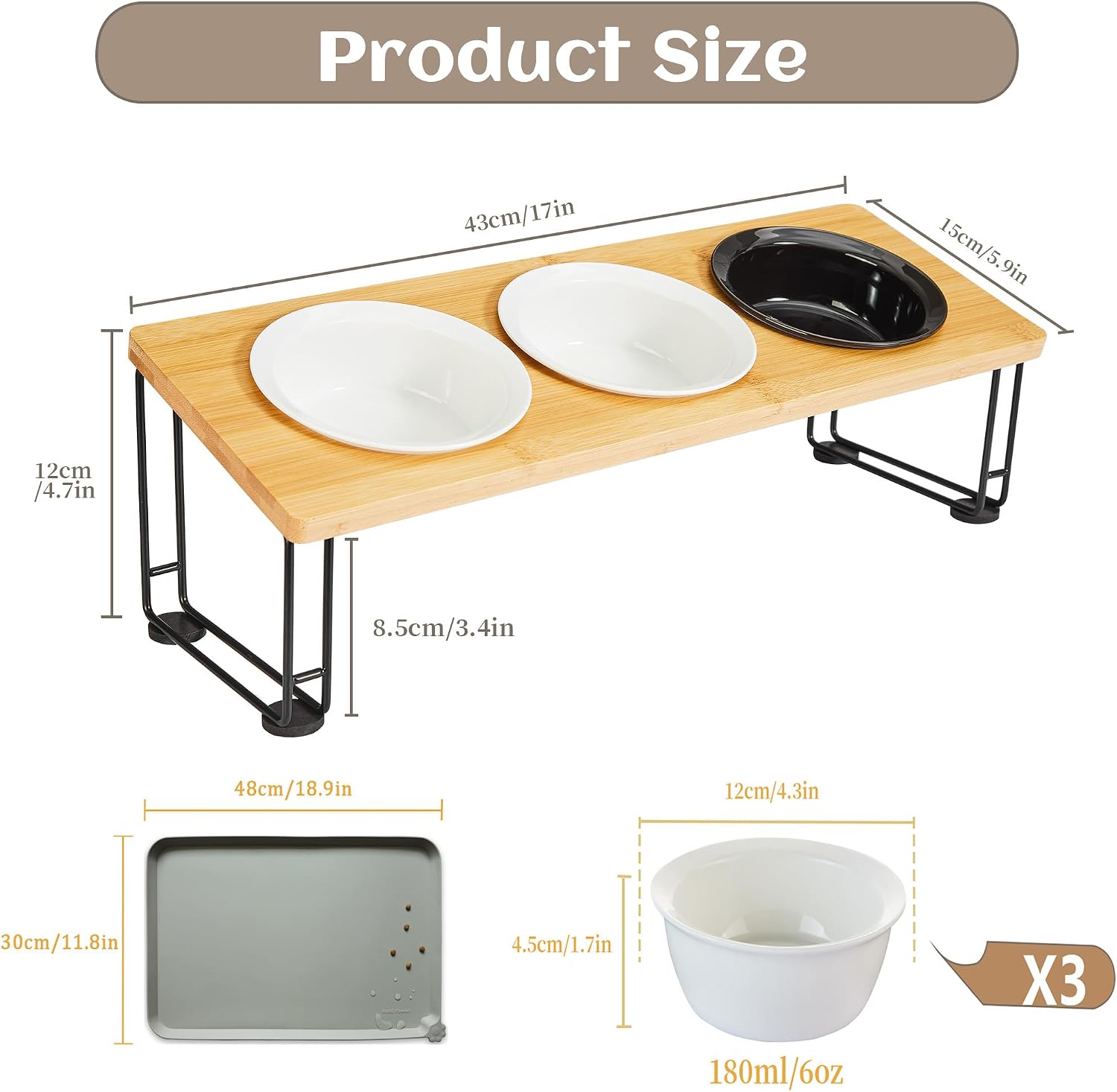 Detalle 2 de Ousiya Elevated Cat Bowls 15° Tilted Design