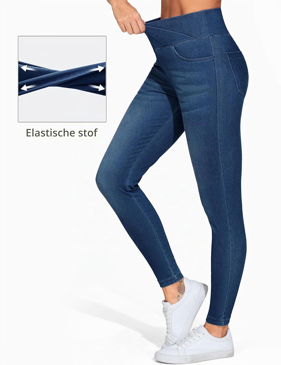Thumbnail 3 de THE GYM PEOPLE V-Cross jeggings met hoge taille, 4 zakken en 4-wegstretch