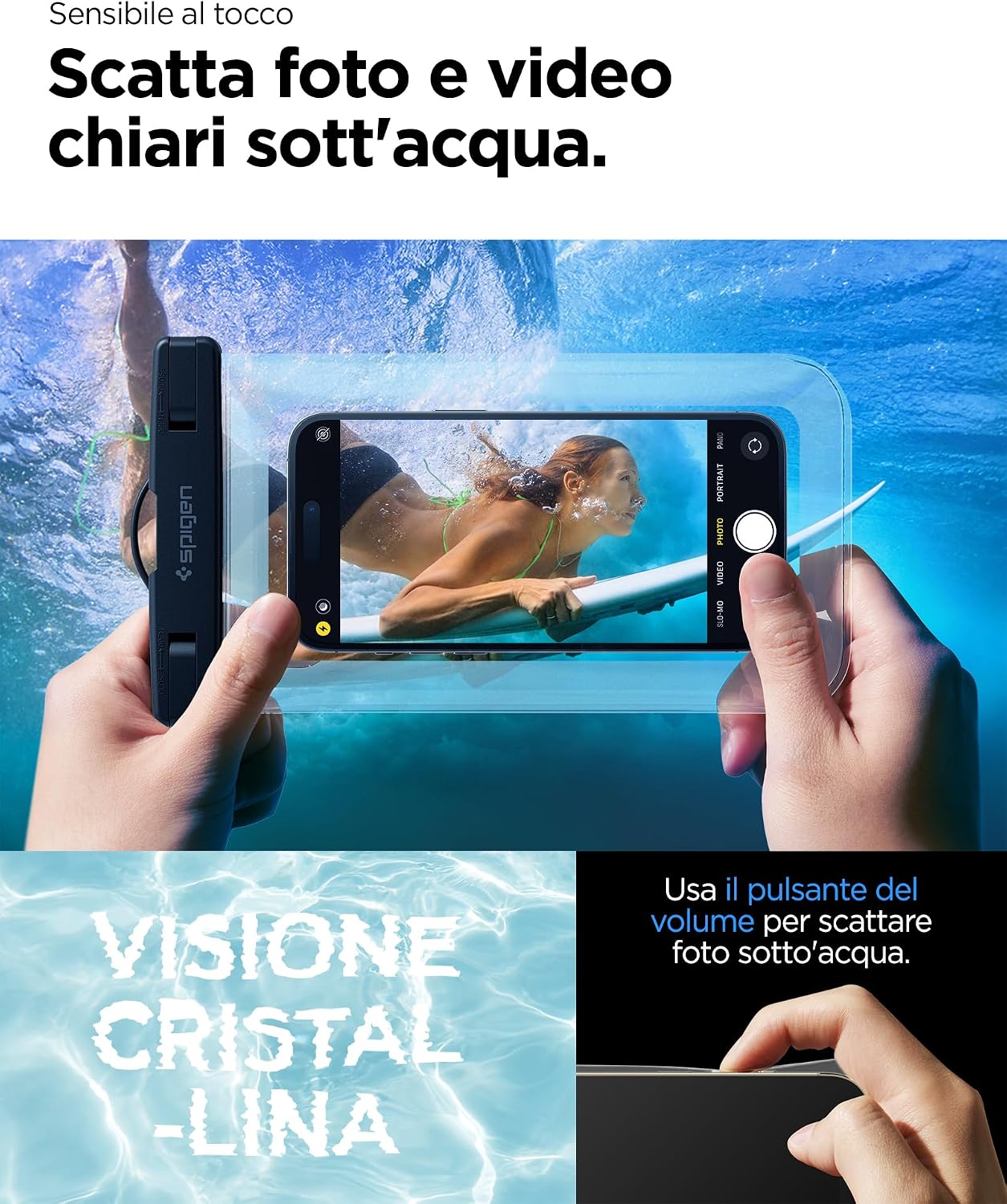 Detalle de Spigen Aqua Shield A601 custodia impermeabile per smartphone IPX8 (fino a 7,0") trasparente, 2 pezzi
