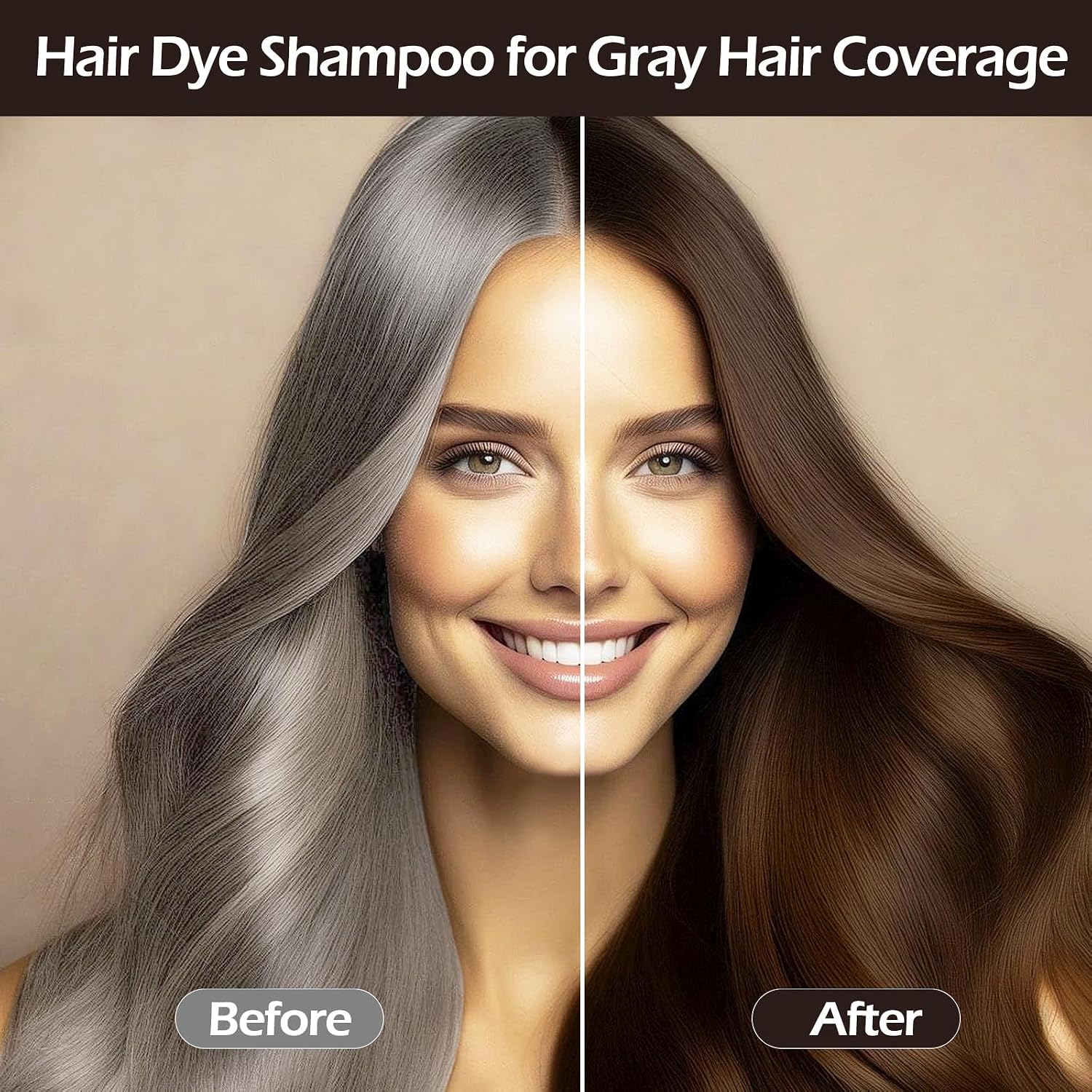 Detalle de Haarfärbeshampoo (3-in-1) Hellbraun – 500 ml für graues Haar und Bart