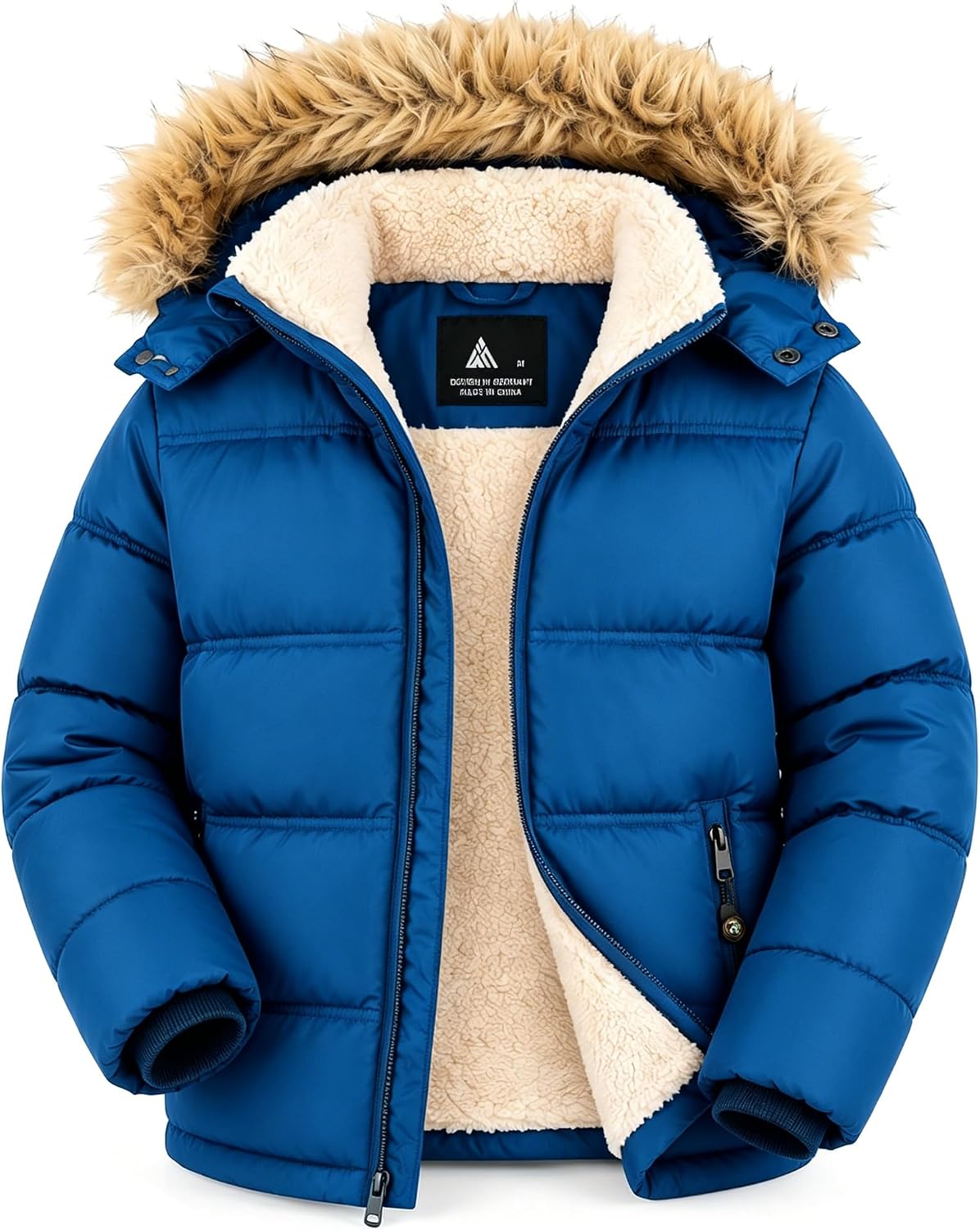 Detalle de GEEK LIGHTING Kids’ Winter Puffer Jacket, Sherpa-Lined