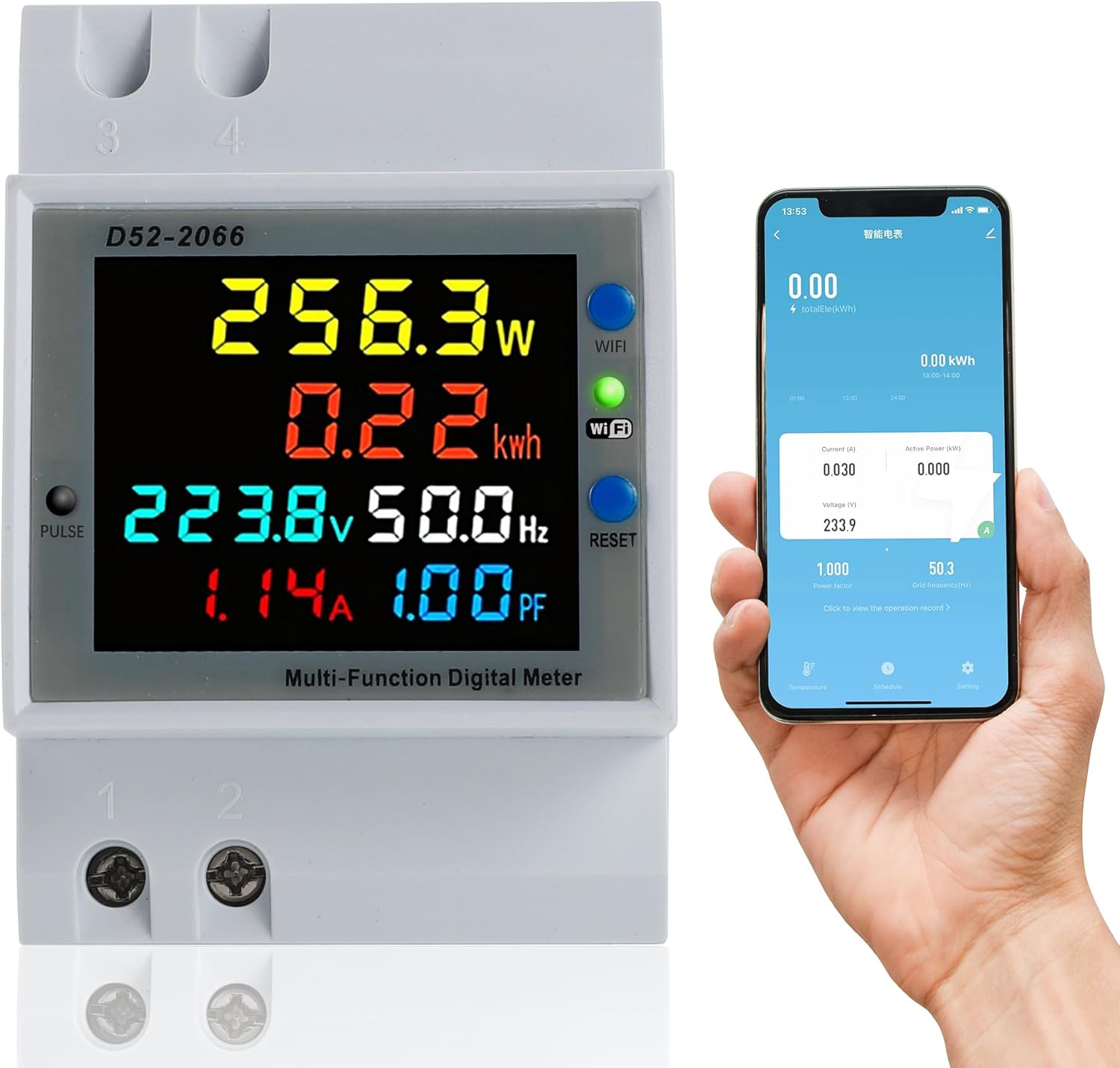 Detalle de BOSYTRO Wifi Contatore di Energia Monofase 6 in 1, Misuratore di Potenza su Guida DIN