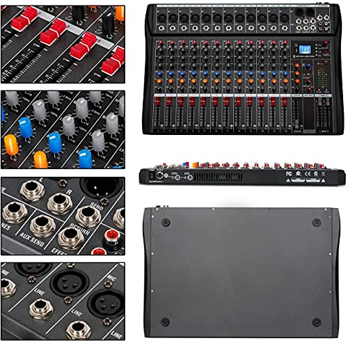 Detalle de Depusheng DA12: consola mezcladora de sonido estéreo profesional de 12 canales con Bluetooth y USB