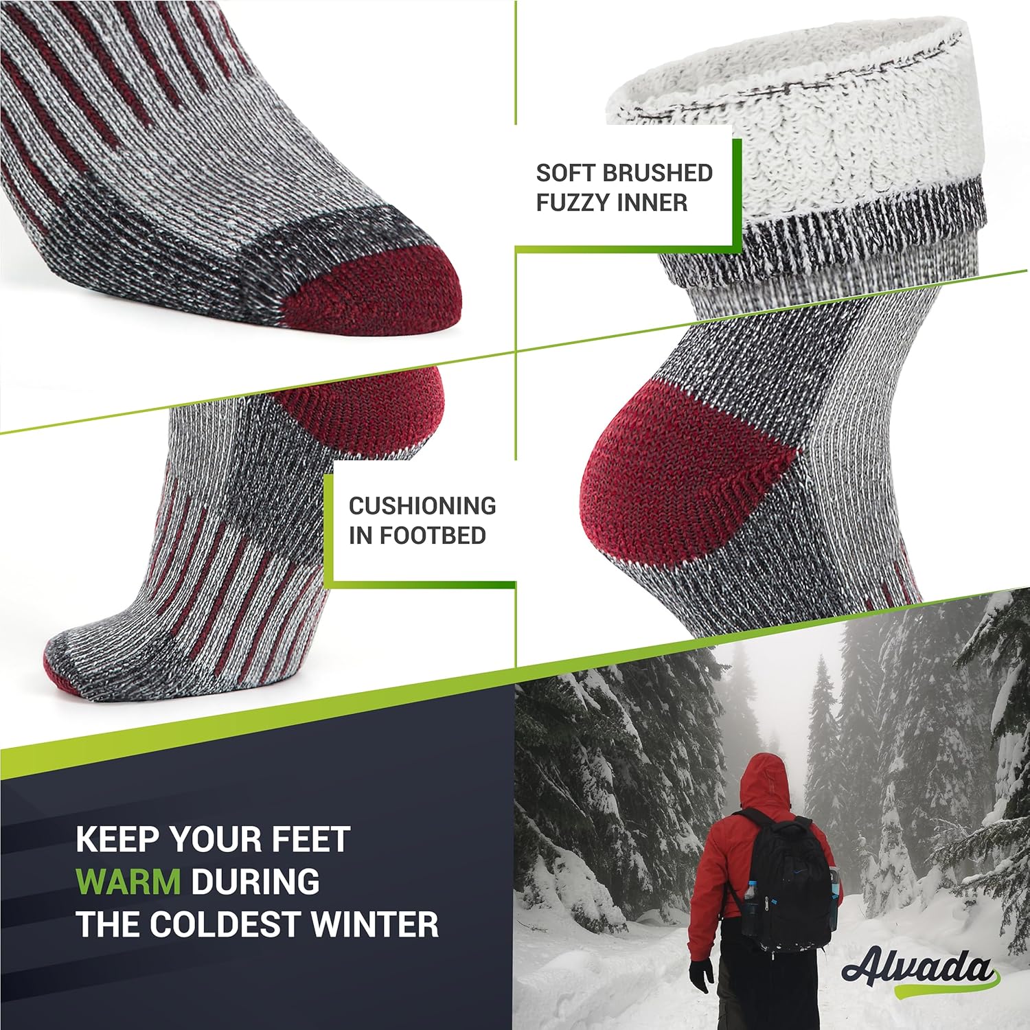 Detalle 2 de Alvada Warm Thermal Wool Socks — Cozy Boot Socks