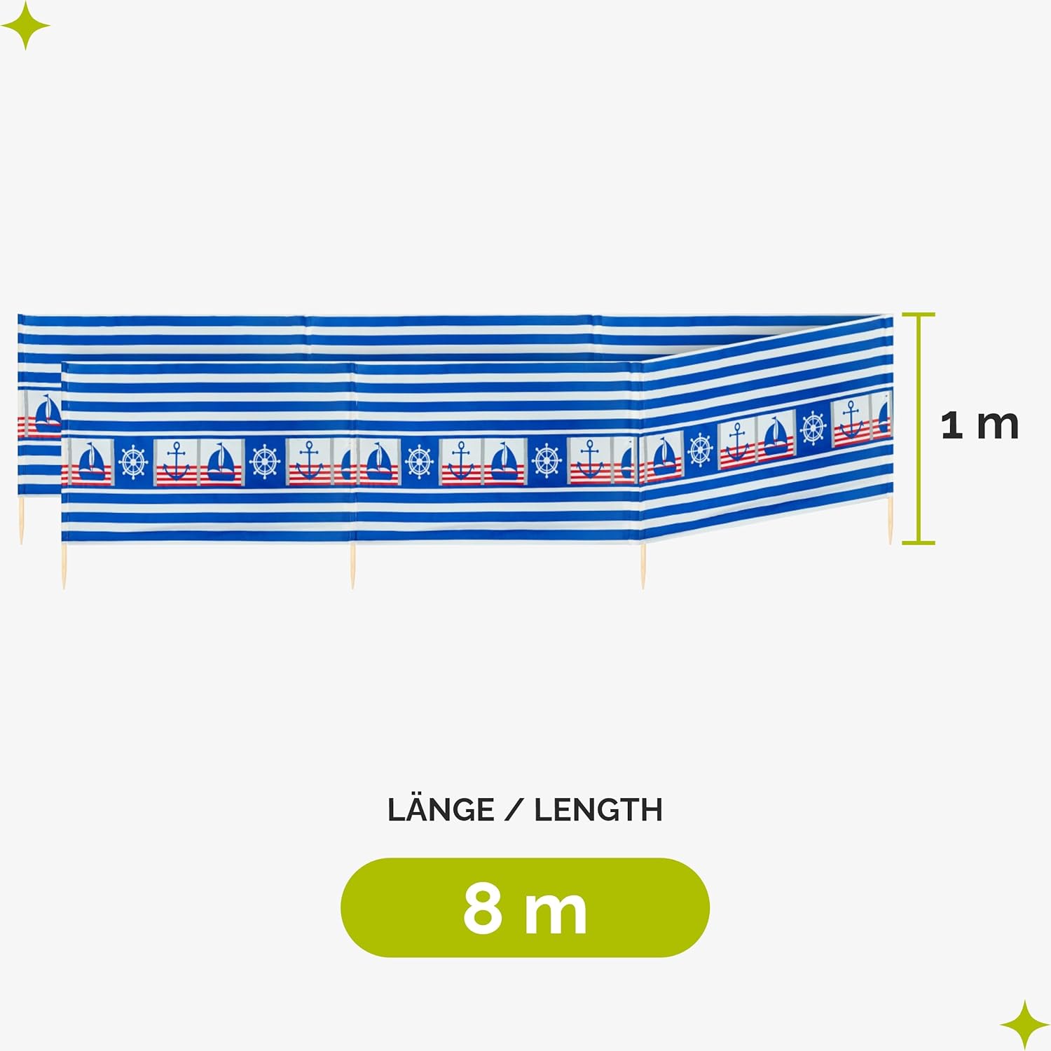 Thumbnail 1 de Garronda Paravento da Spiaggia GAEX001 – protezione dal vento e privacy, 8 m + martello di gomma