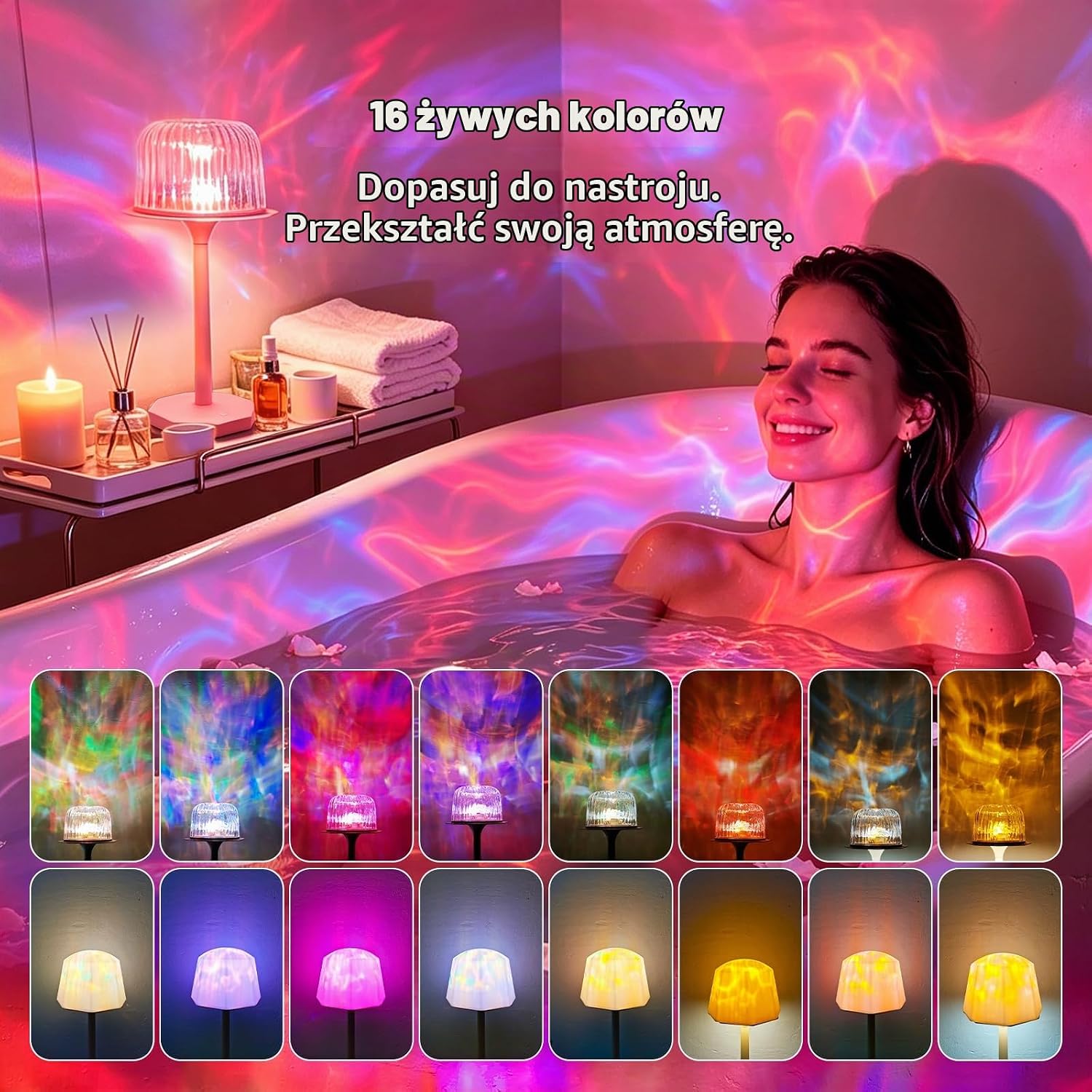Detalle de ZORVENIX Waterproof Shower Lamp – wodoodporna lampa LED, 16 kolorów i pilot