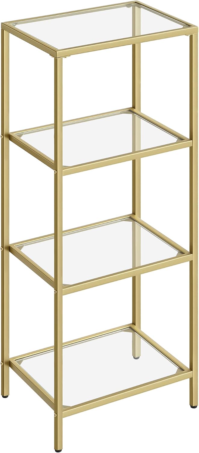 Detalle de VASAGLE BARIS Collection LGT28G 4-Tier Glass Shelf, Matte Black Frame