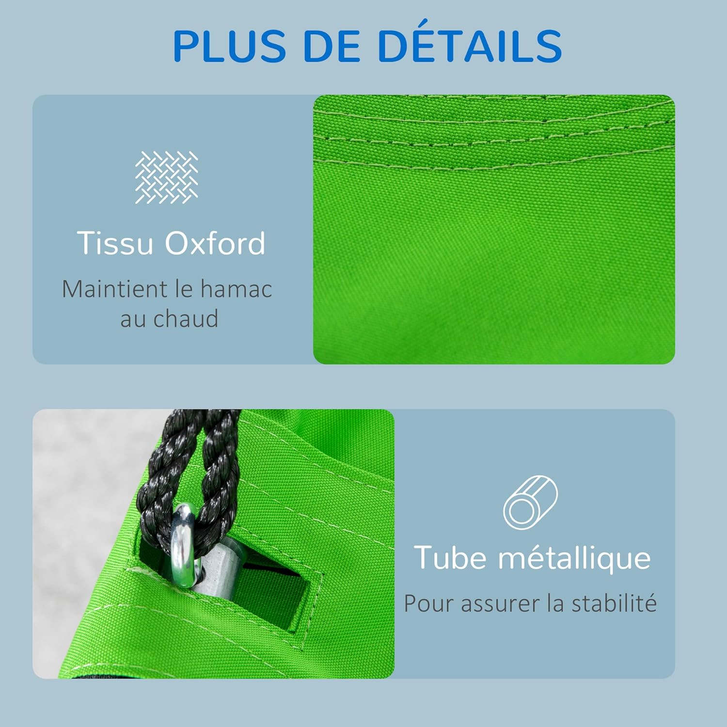 Detalle de Outsunny balançoire nid d’oiseau ronde Ø 100 cm avec tente amovible