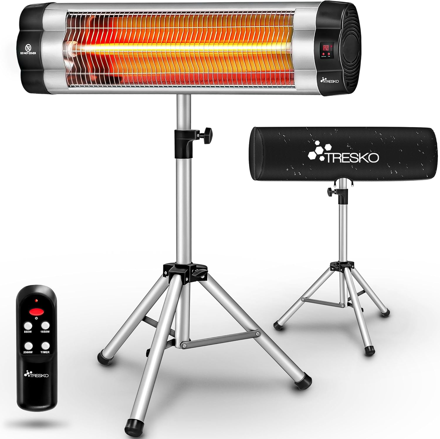 Detalle de TRESKO THSL-001 infrarood terrasverwarmer 2500 W met afstandsbediening
