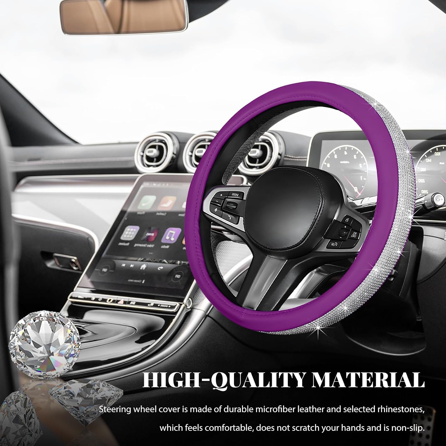 Detalle 2 de LSKASELUE Steering Wheel Cover, 15 Inch