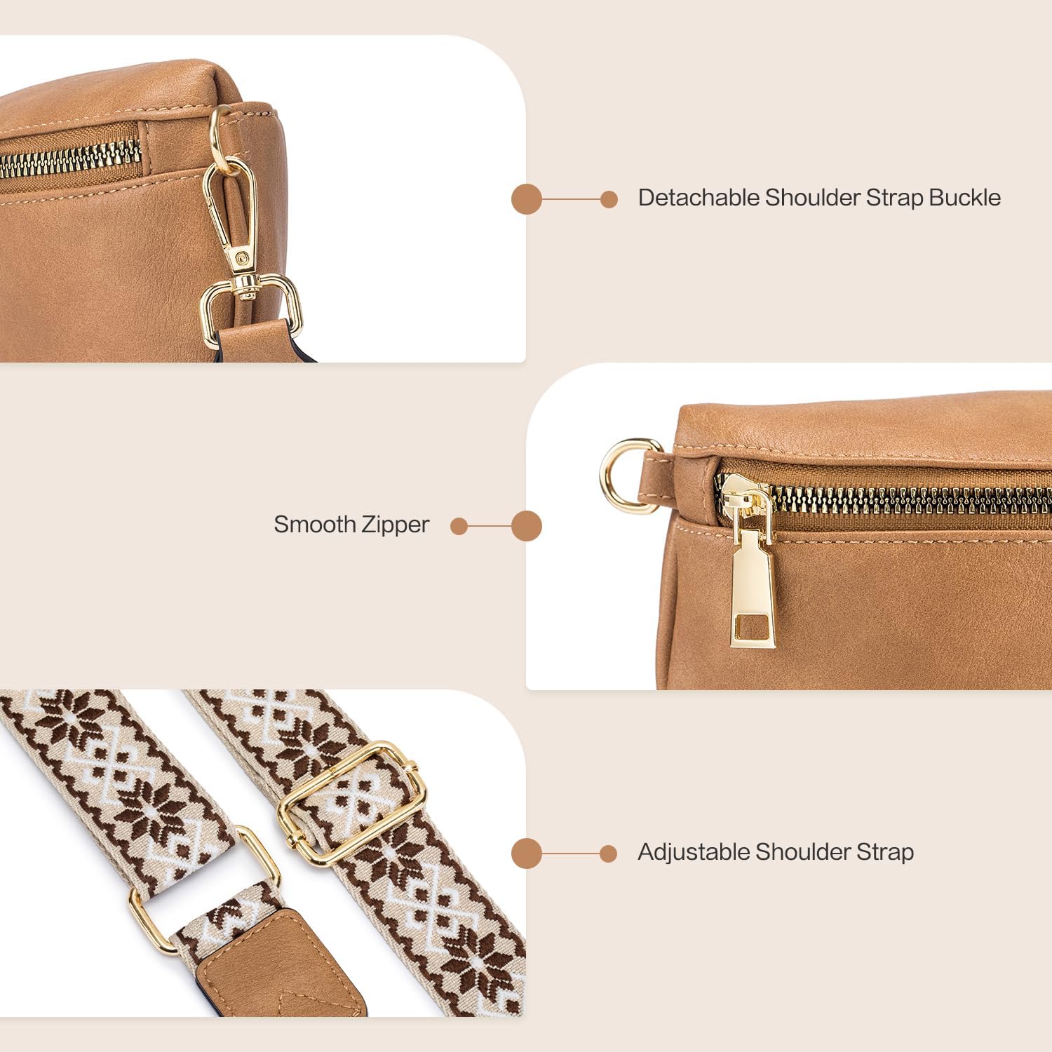 Thumbnail 6 de Roulens Borsa a Tracolla da Donna in Pelle PU Morbida con Grande Capacità e Tracolla Regolabile