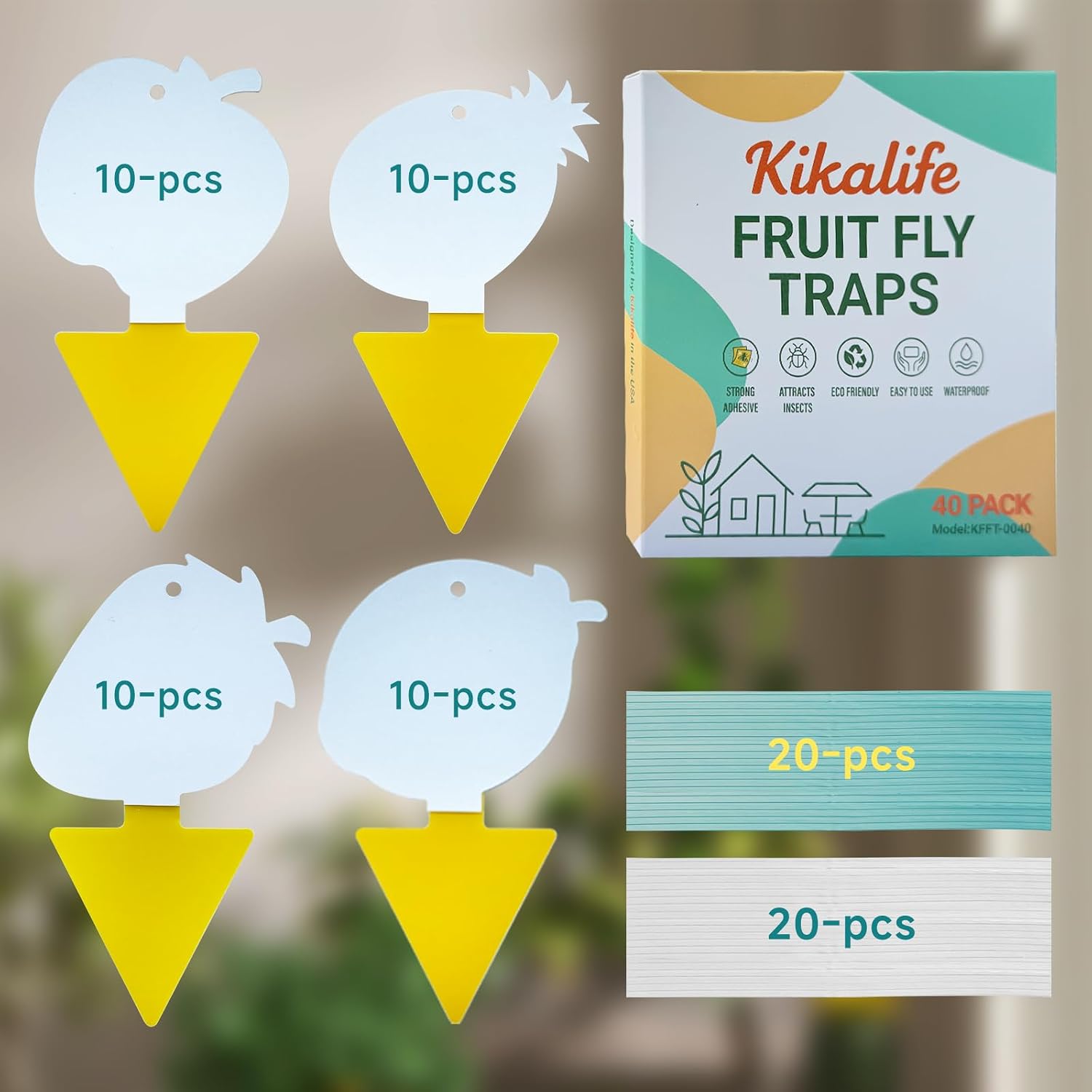 Thumbnail 6 de Kikalife KFFT-0040 Yellow Sticky Traps for Fruit Flies and Fungus Gnats, 40-Pack