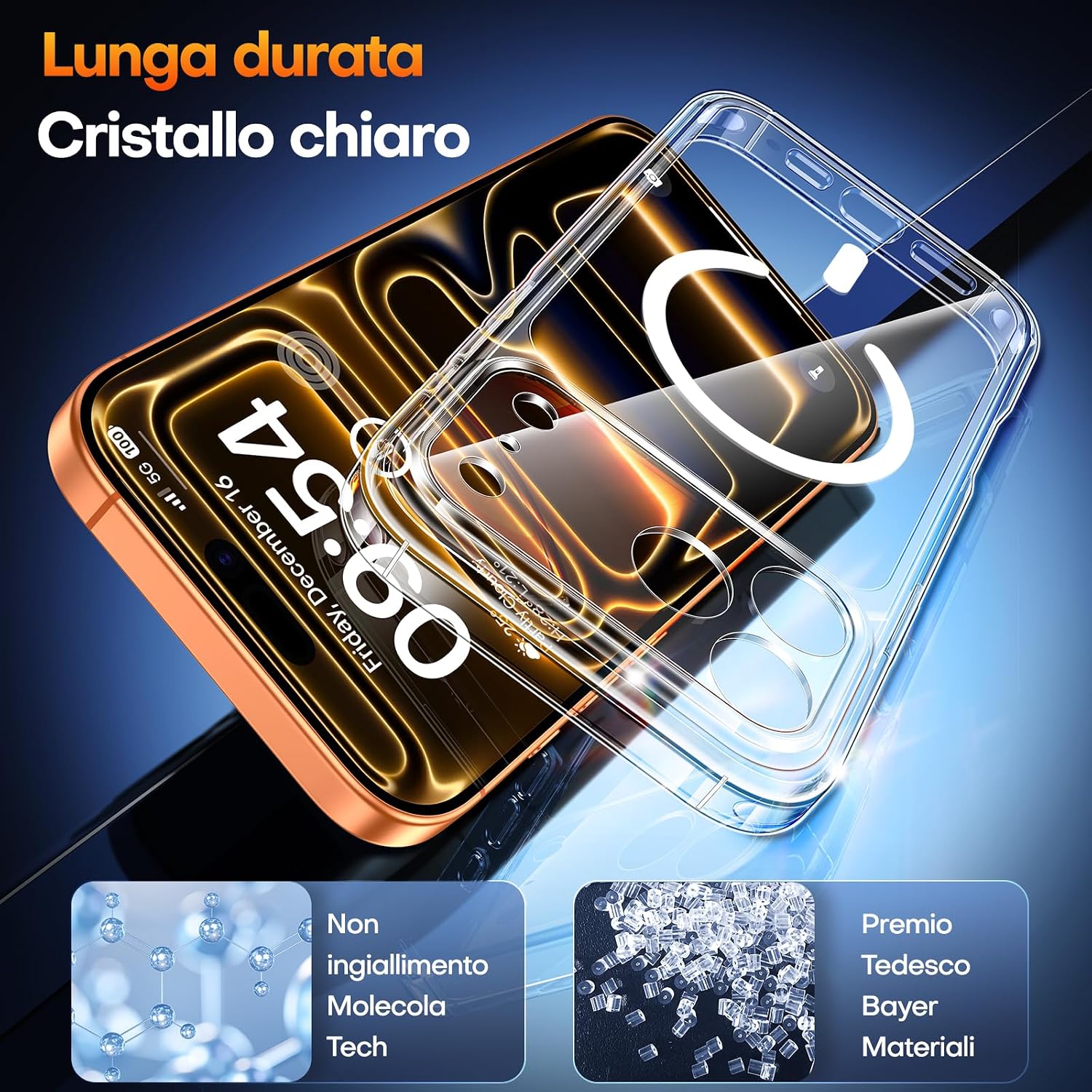 Detalle 2 de TAURI Cover iPhone 17 Pro Max trasparente con vetro temperato