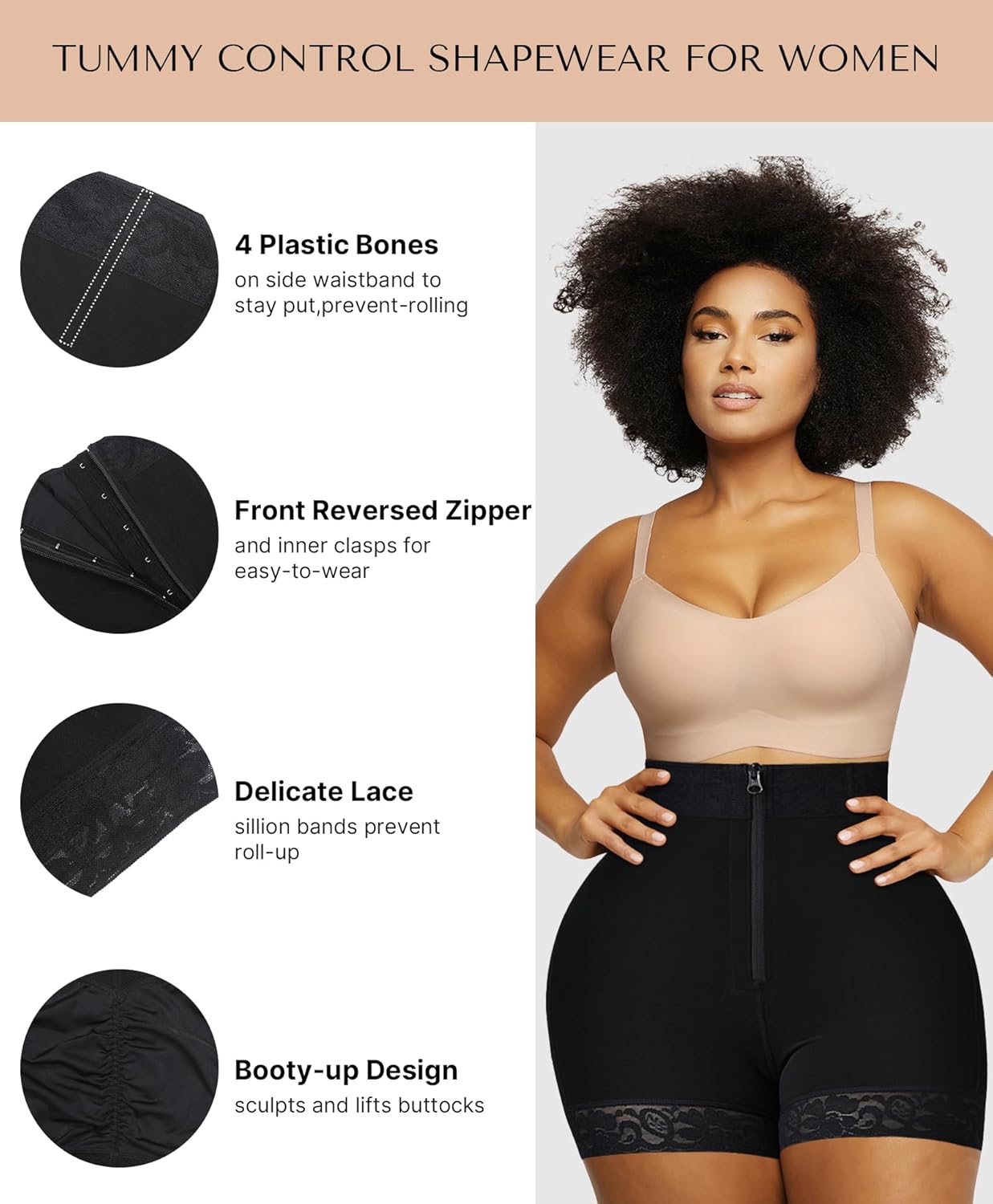Detalle de SHAPELLX Shapewear Tummy Control Fajas Colombianas Moldeadoras Butt Lifting Shorts for Women