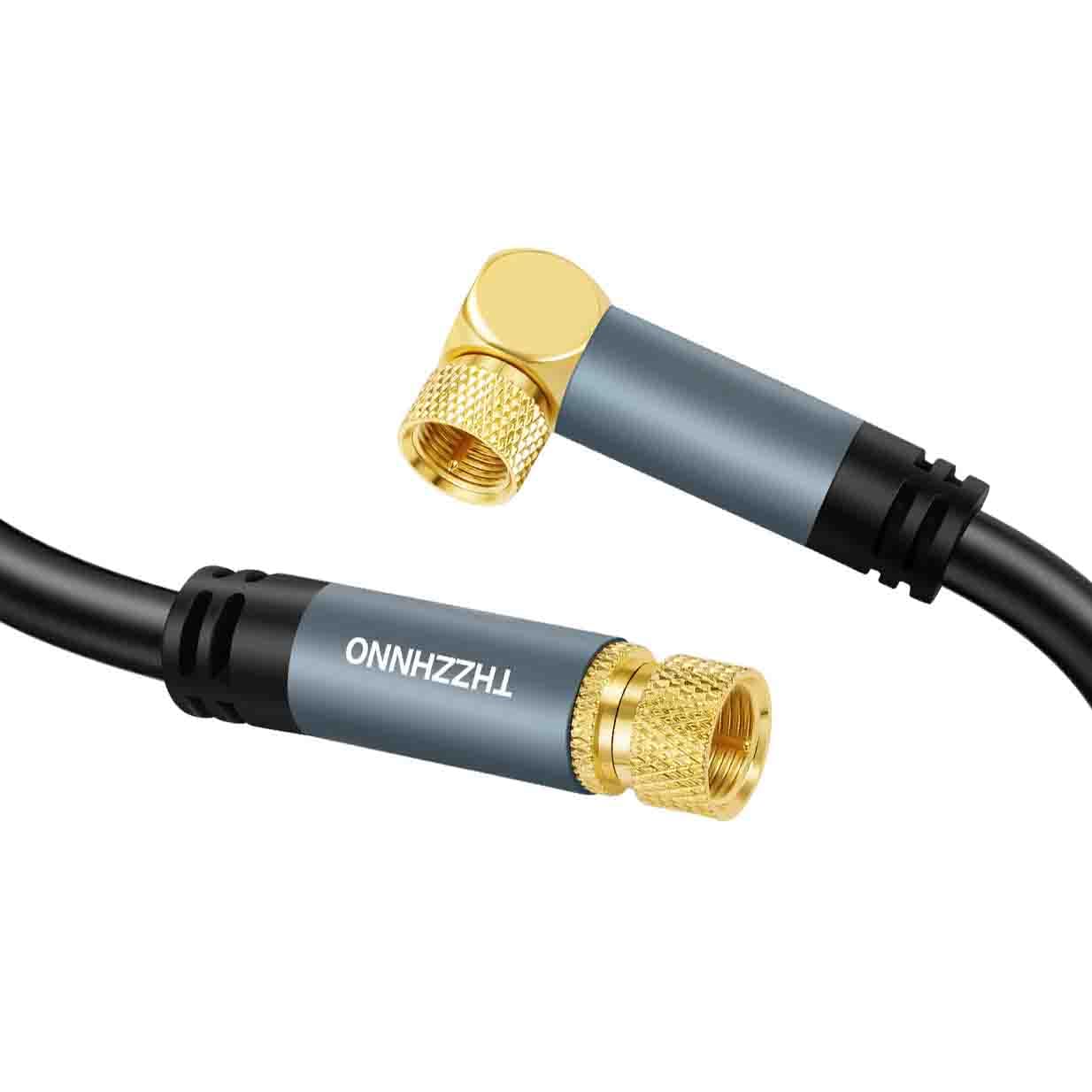 Thumbnail 6 de Thzzhnno 5M F-Type Coaxial Cable — 90 Degree Angled to Straight Male Cord