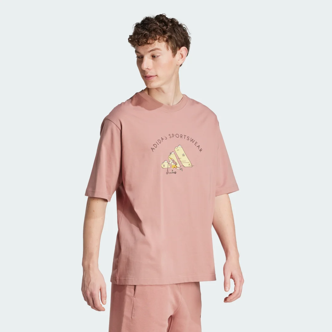 Thumbnail 2 de Codes Doodle Scooter Graphic Tee de Adidas – rosa