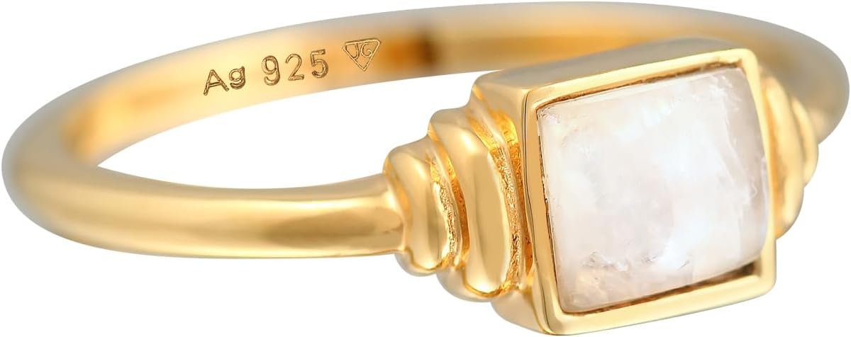 Thumbnail 3 de Elli Ring Quadrat Vintage Mondstein 925 Silber