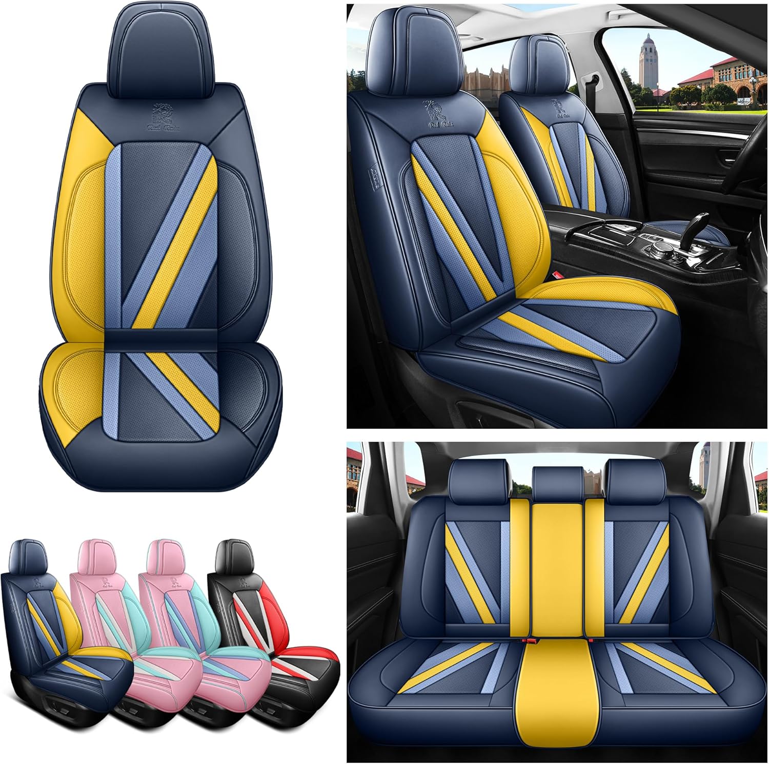 Thumbnail 5 de Menifomory Blue and Yellow Car Seat Covers (Universal full set)