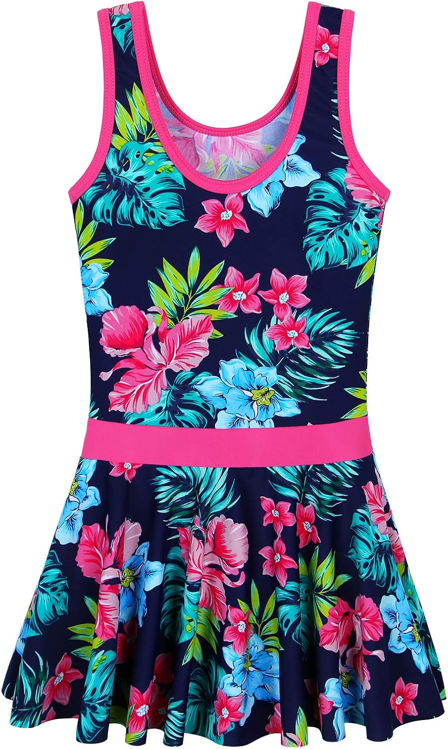 Detalle de ZNYUNE Girls' One-Piece Skirted Swimsuit – Quick-Dry, Soft, Easy to Dress