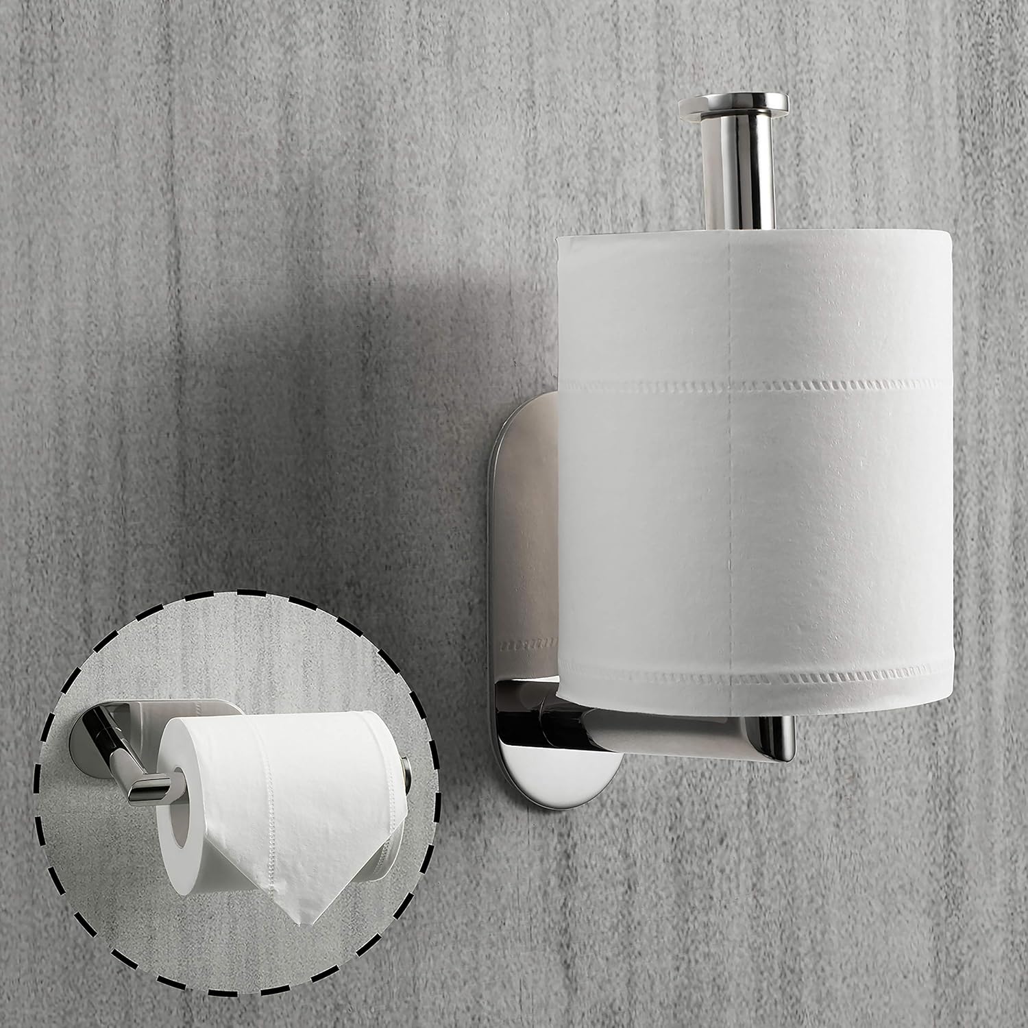 Thumbnail 1 de HITSLAM self-adhesive toilet roll holder (polished chrome, 304 stainless steel)