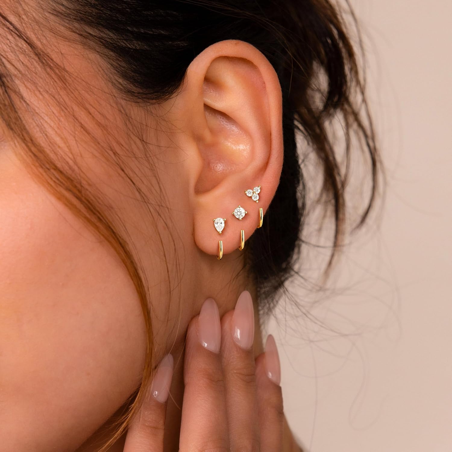 Detalle 2 de Robaice Backless Hoop Earrings 3-Pair Set