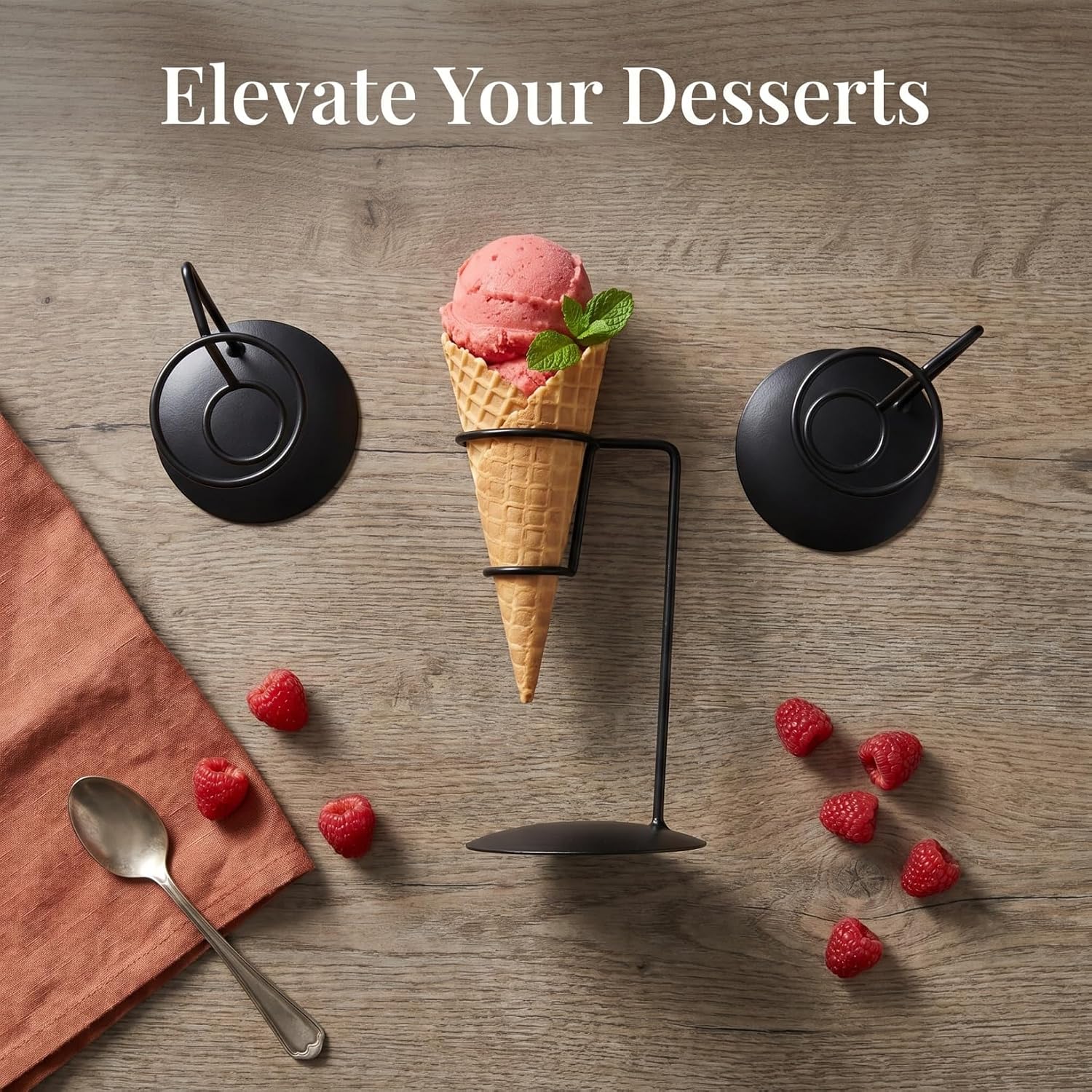 Detalle de Cabilock Ice Cream Cone Holder Stand – 3-Piece Compact Gelato Display Rack