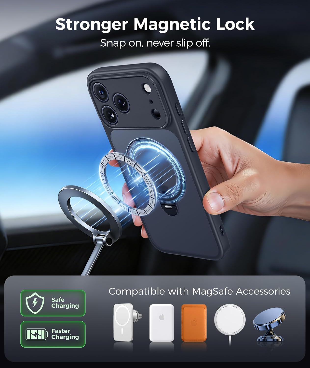Detalle 1 de FNTCASE iPhone 18 Pro Max/17 Pro Max Case with 360° Magnetic Ring Stand
