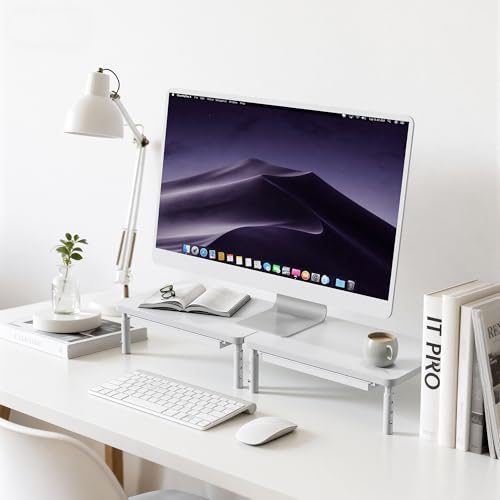 Thumbnail 1 de ETHU Monitor Stand Riser with Storage Drawer – White, 3 Height Settings