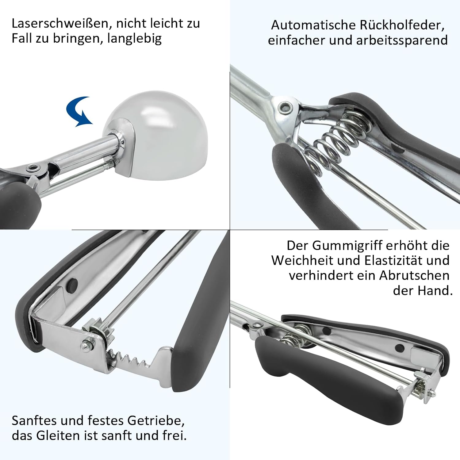 Thumbnail 2 de SPEENSUN 3-teiliges Eisportionierer-Set mit Auslöser – Edelstahl 304/430, 4/5/6 cm