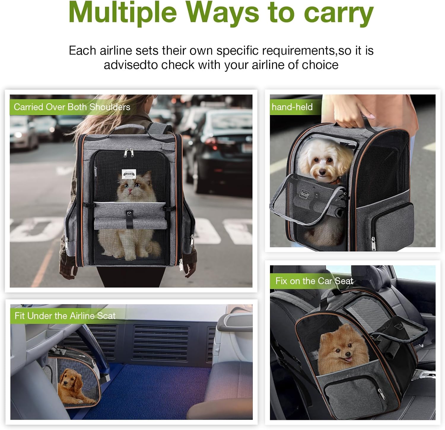 Detalle 1 de Lekesky Cat Carrier Backpack, 25 Lbs