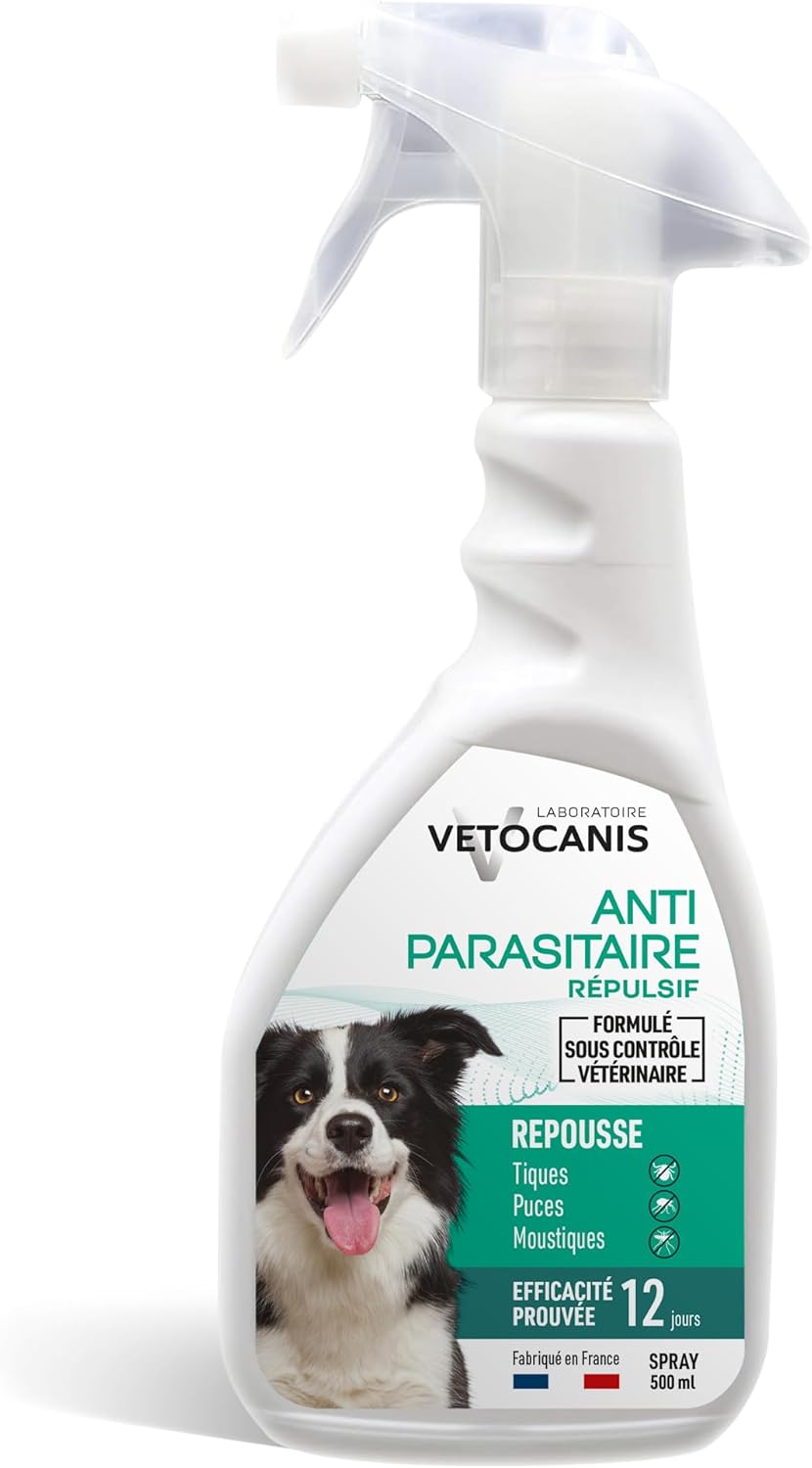 Detalle de Vetocanis Spray anti-puces, anti-tiques et anti-moustiques pour chien – 500 ml, protection jusqu’à 12 jours