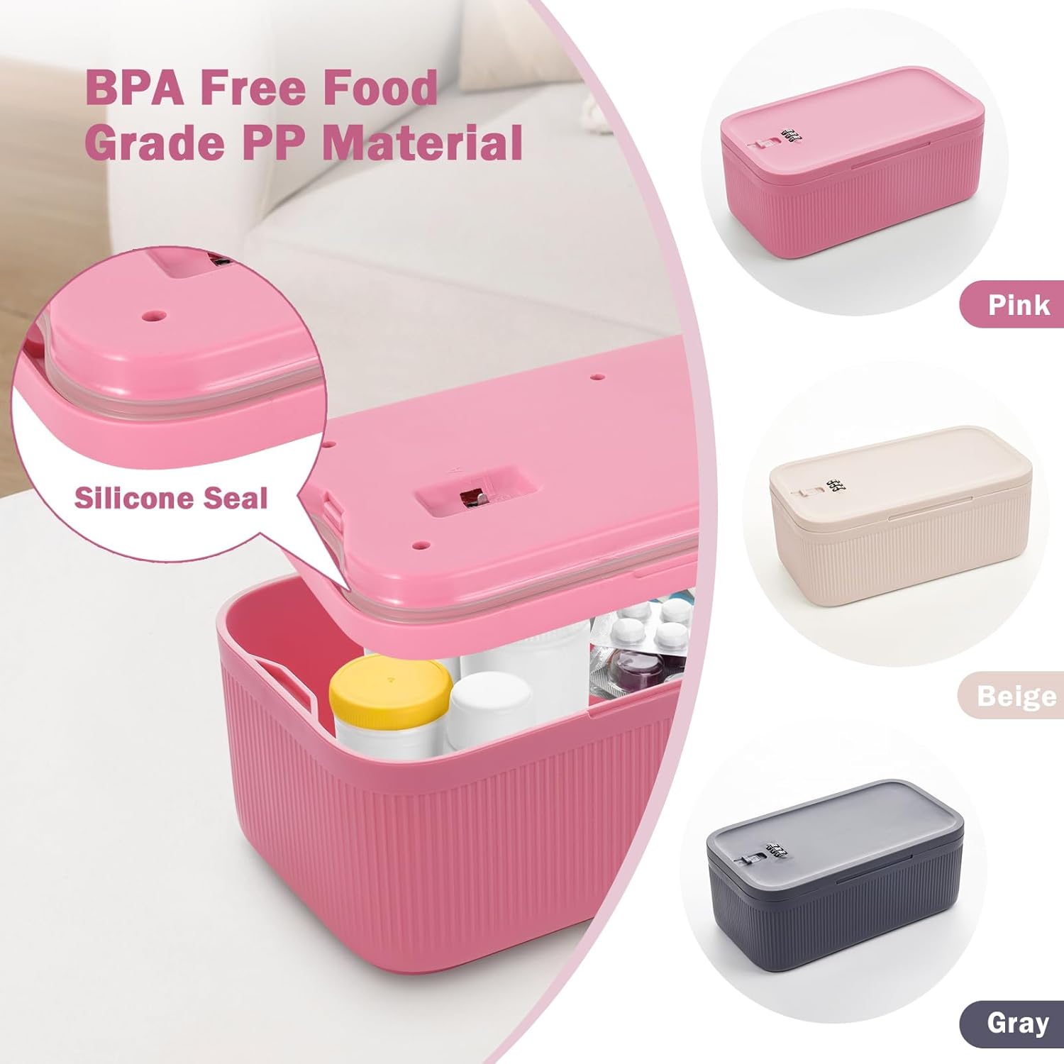 Detalle 2 de Small Lockable Storage Box with Combination Code (Secure Medicine Safe, Phone Jail & Snack Box) – 23.5 x 12.8 x 9.2cm